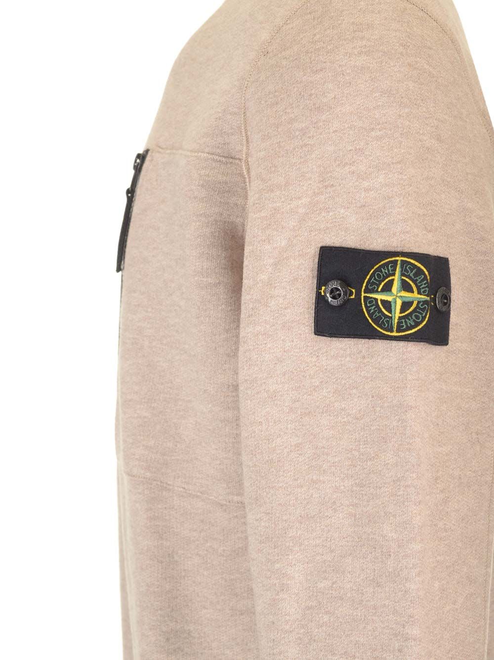 Shop Stone Island Sweatshirt In Mouliné In Beige