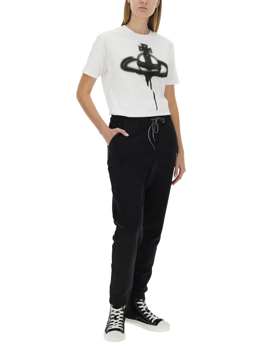 Vivienne Westwood Women Jogging Pants With Spray Print Orb In Black
