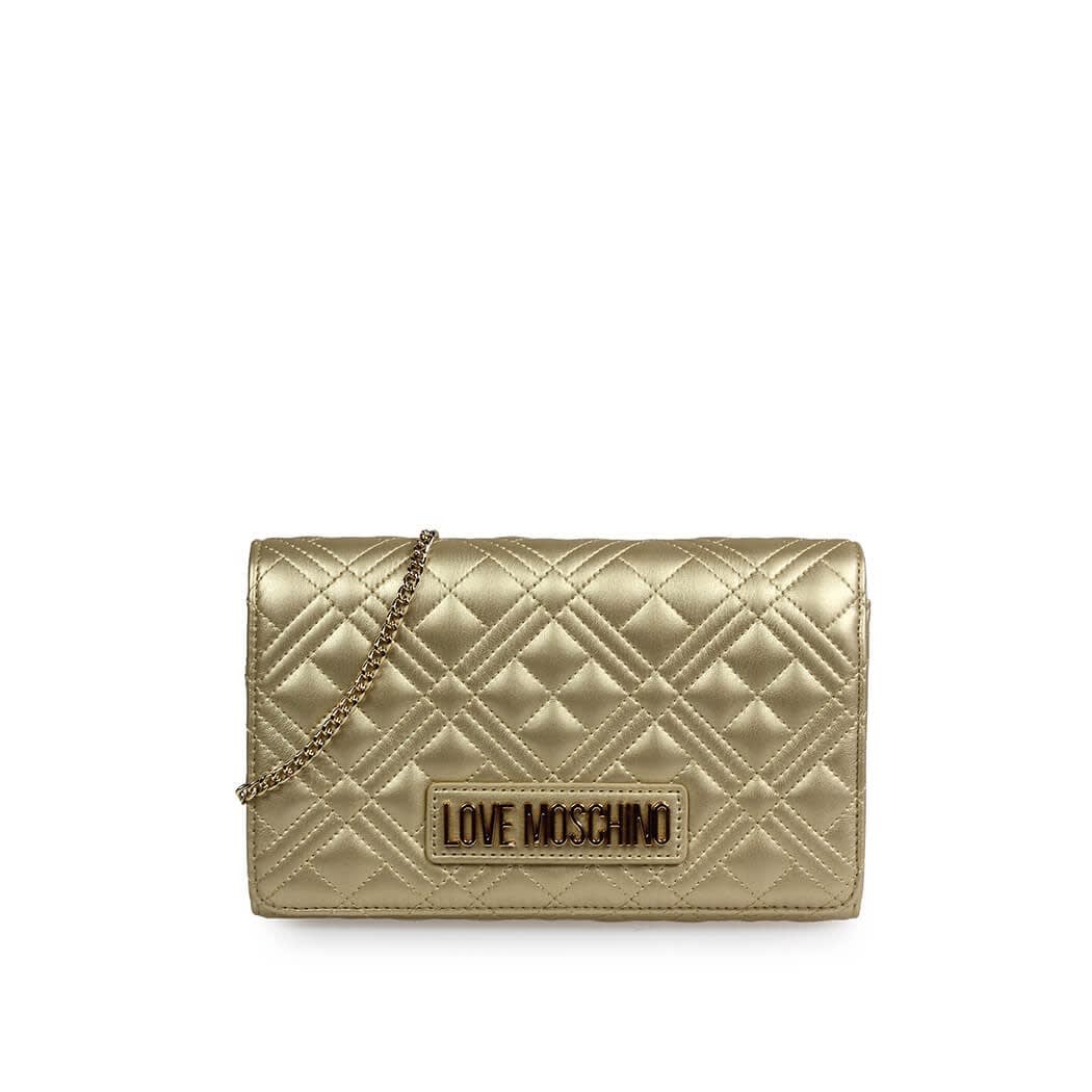 Love Moschino Quilted Gold Nappa Clutch