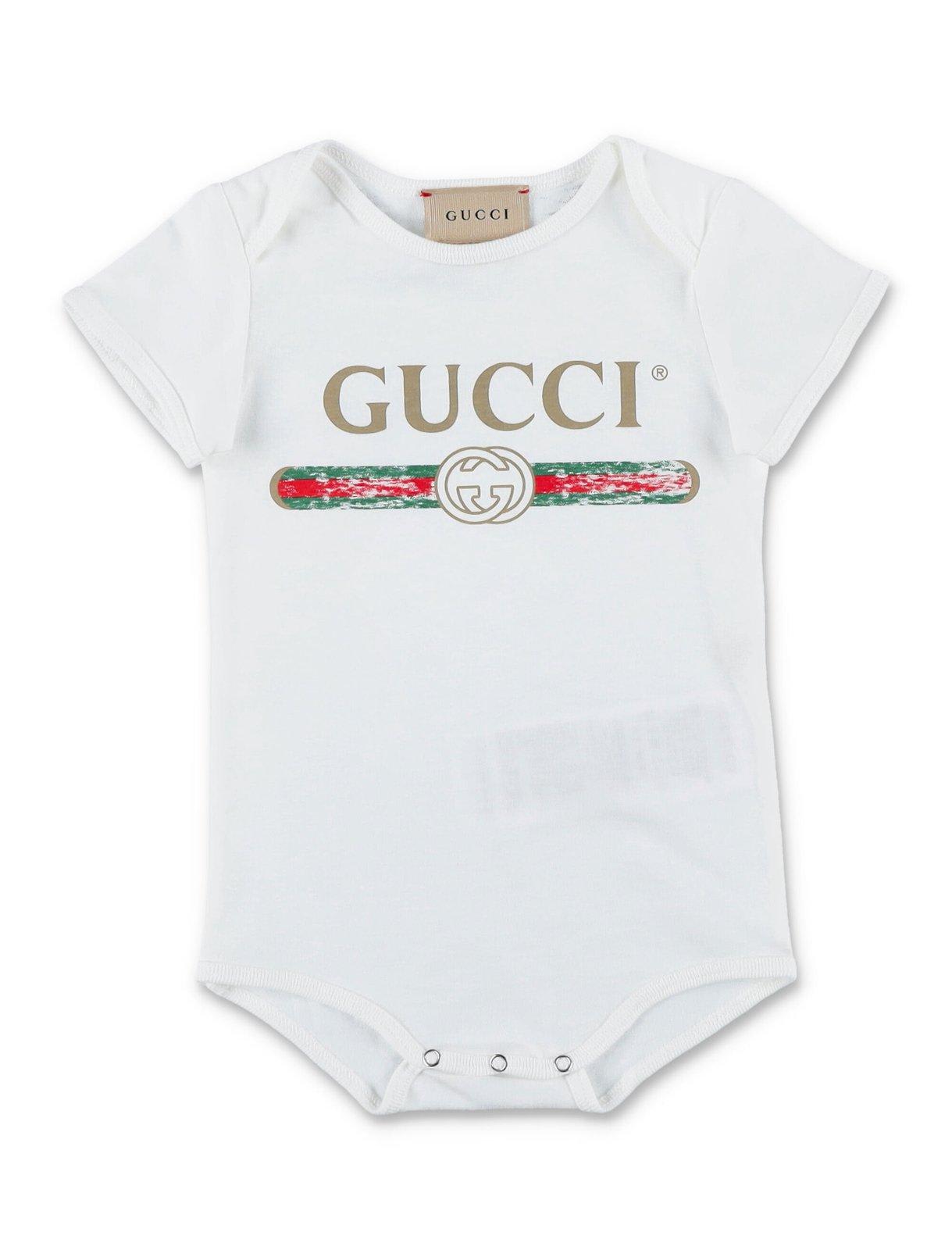 Gucci Logo Printed Crewneck Babygrow Set