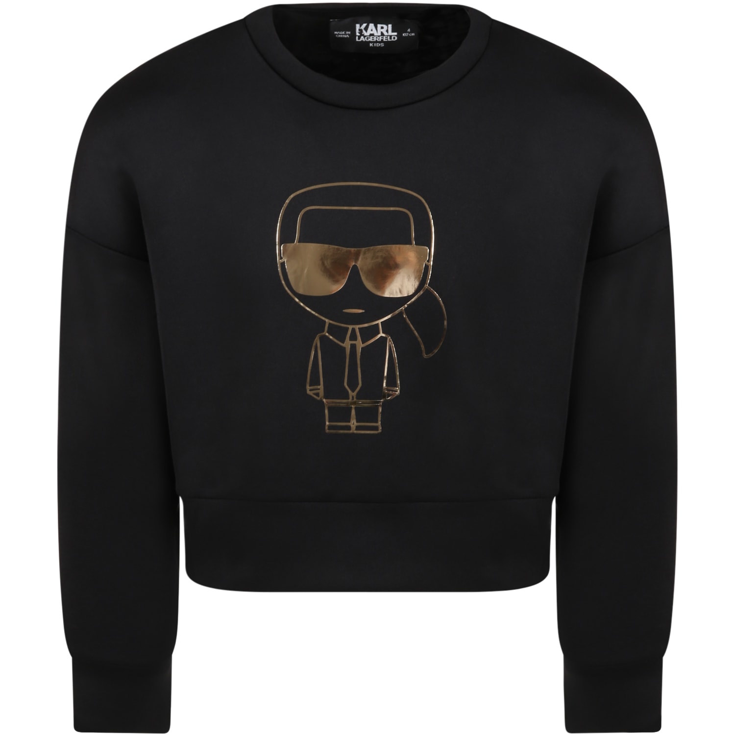 Karl Lagerfeld Kids Black Sweatshirt For Girl With Karl Lagerfeld