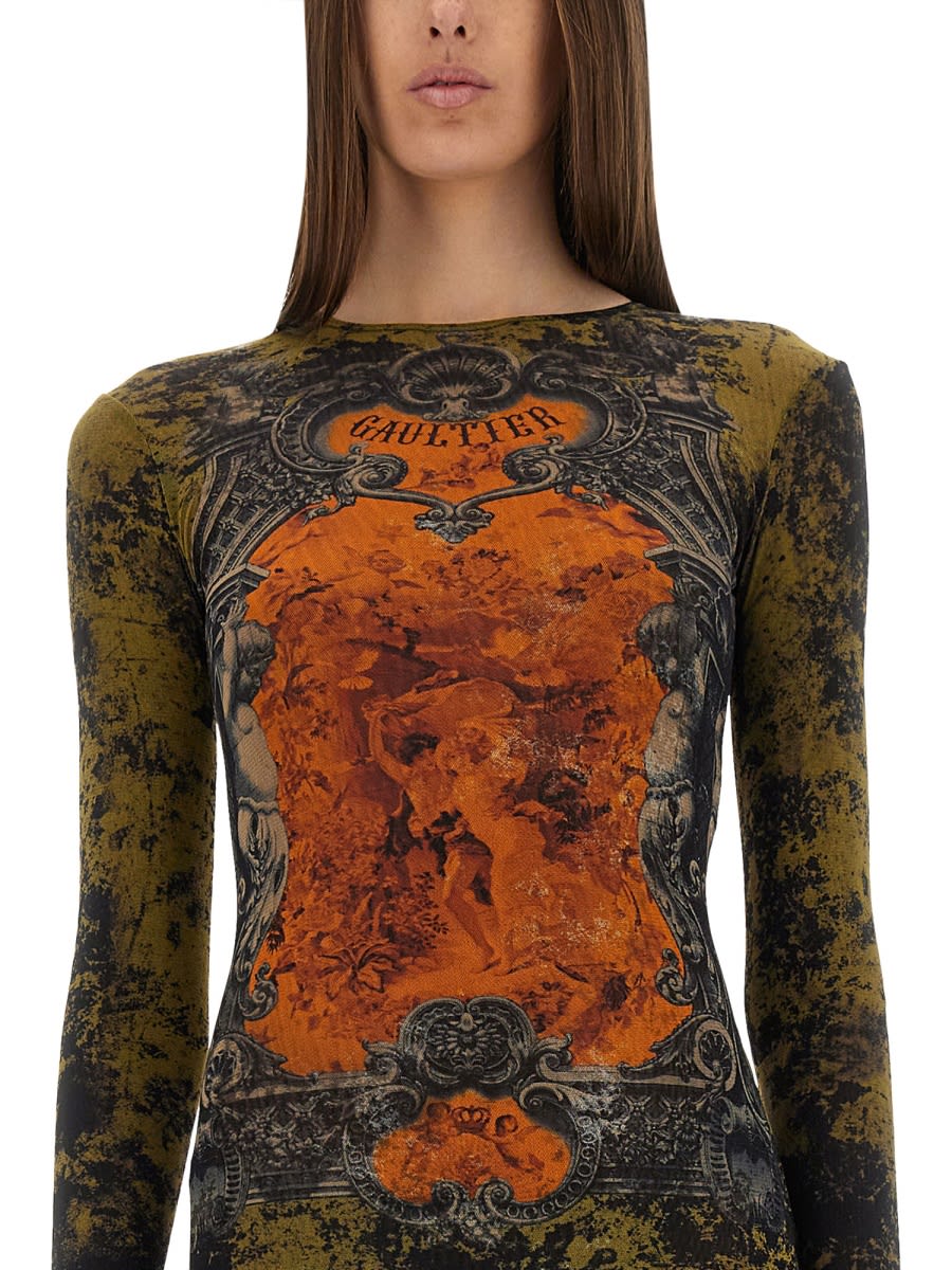 Jean Paul Gaultier Graphic Print Full-length Dress With Long Sleeves
