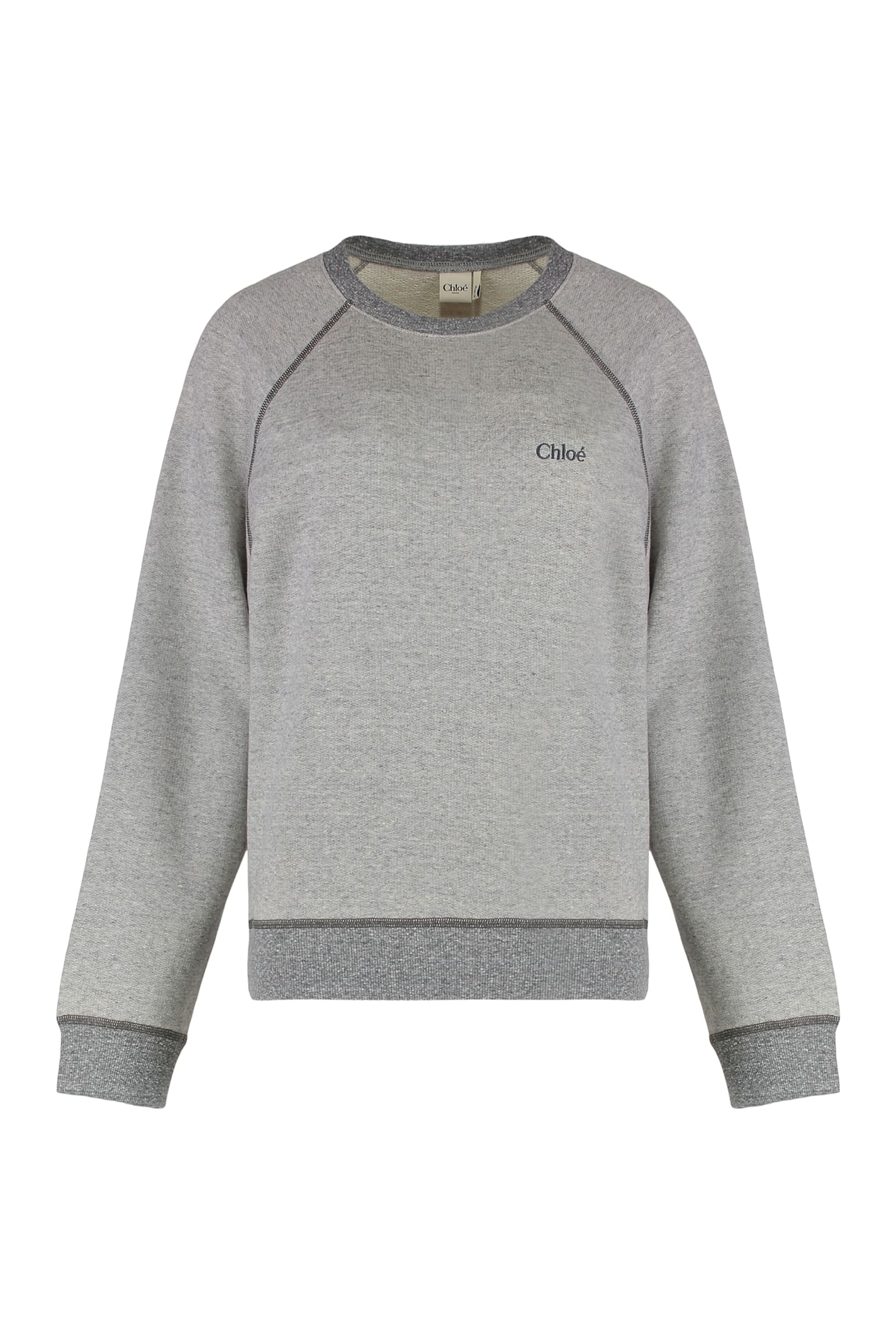 Chloé Cotton Crew-neck Sweatshirt In Gray