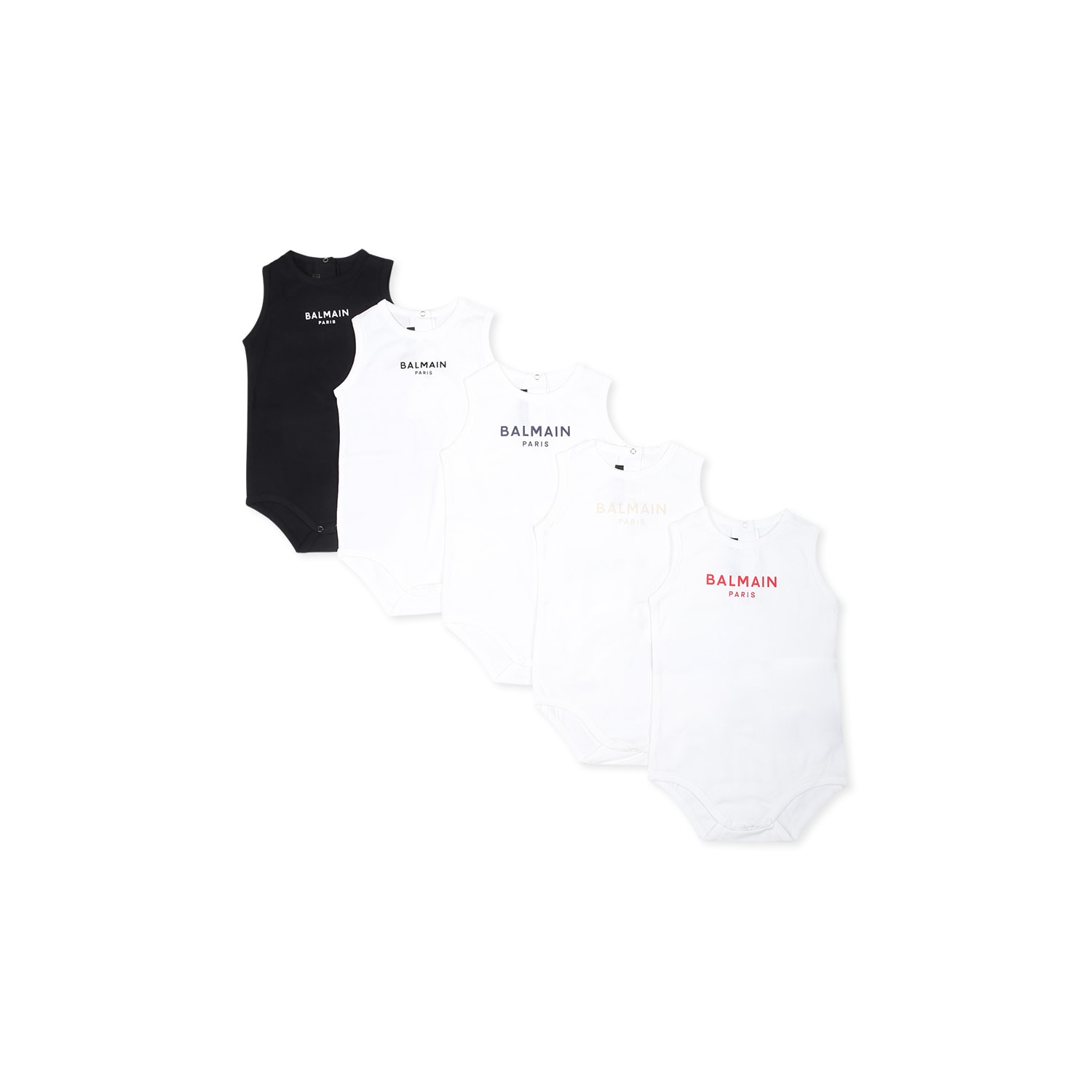 Balmain Multicolor Bodysuit Set For Babykids With Logo In Multicolor