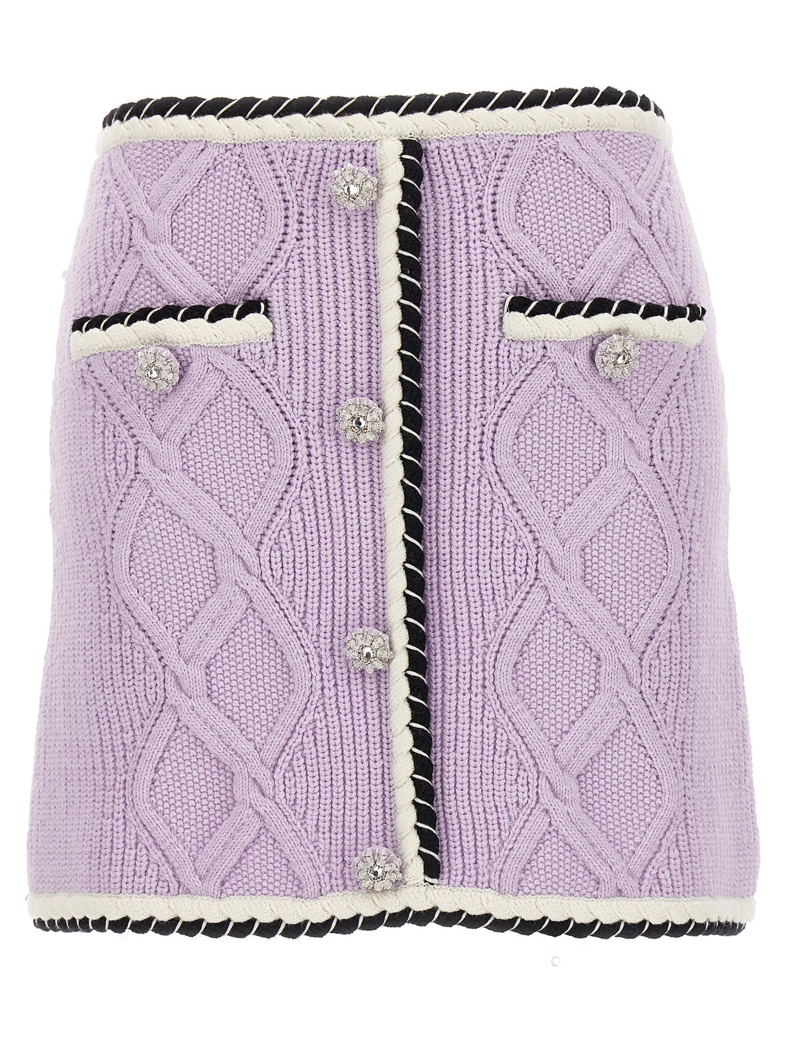 Self-portrait Self Portrait Knit Mini Skirt In Purple