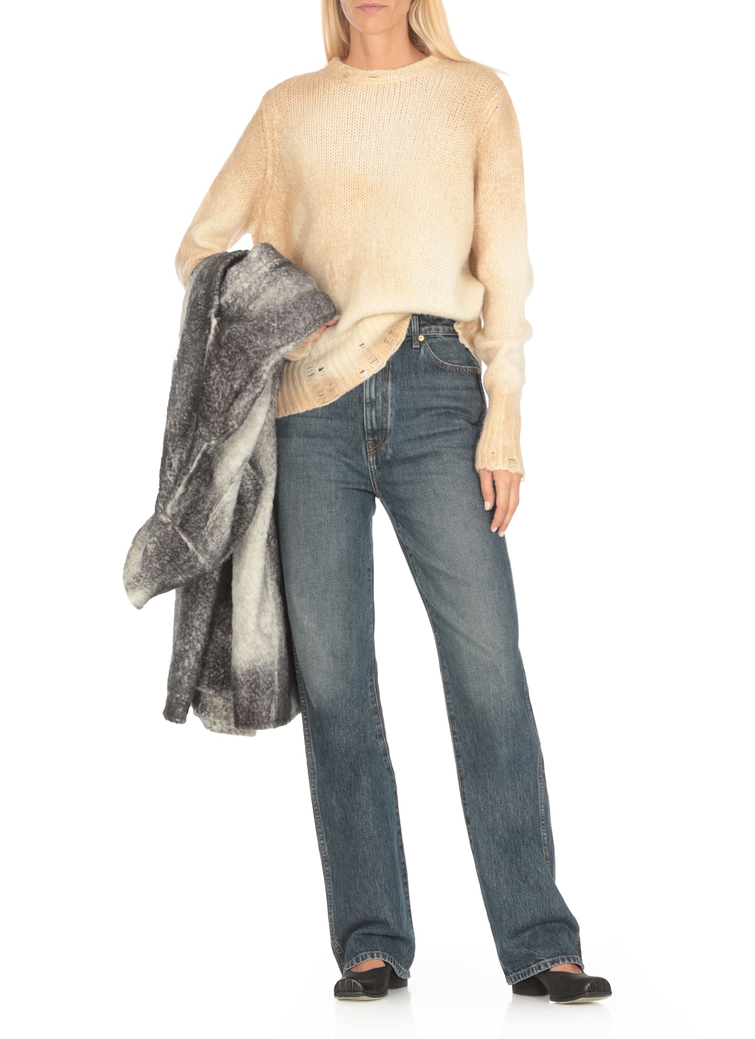 Shop Avant Toi Cashmere And Wool Weater In Beige