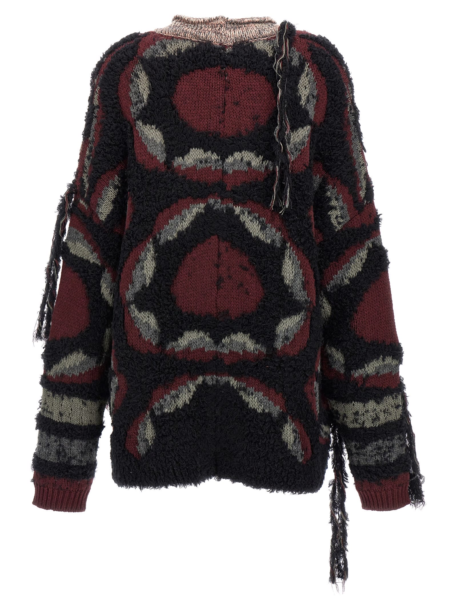 Shop Etro Fringed Oversized Cardigan In Nero/multicolour