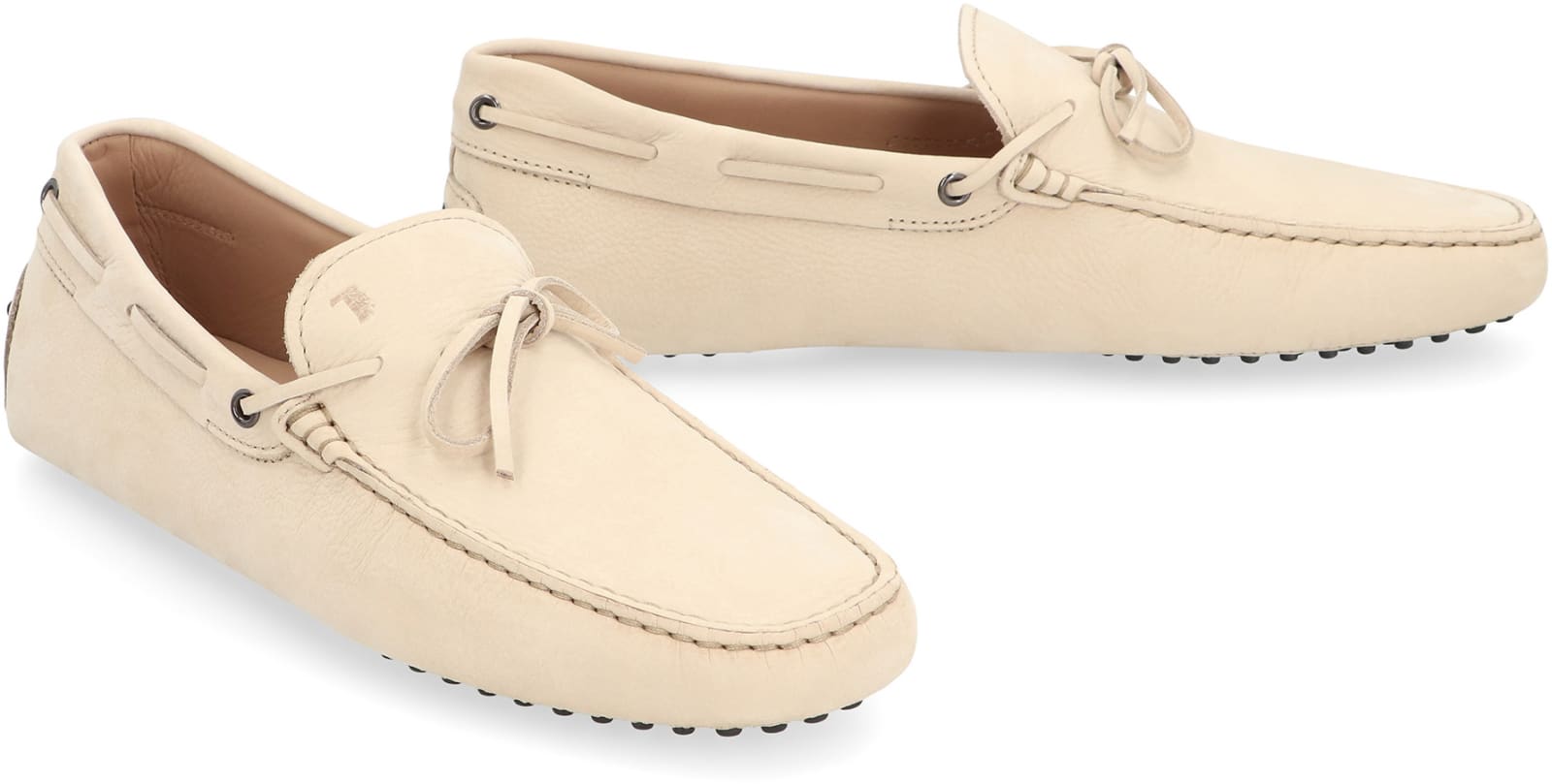 Tod's Suede Loafers In Ecru