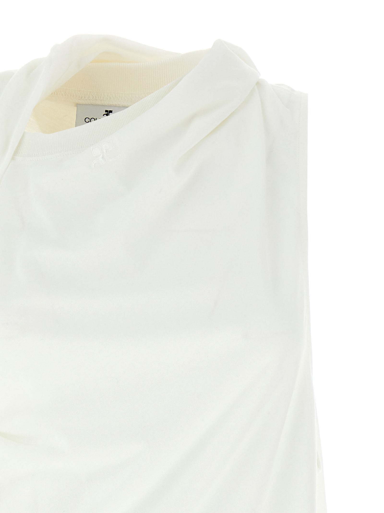 Shop Courrèges Asymetrique Off The Shoulder T-shirt In White