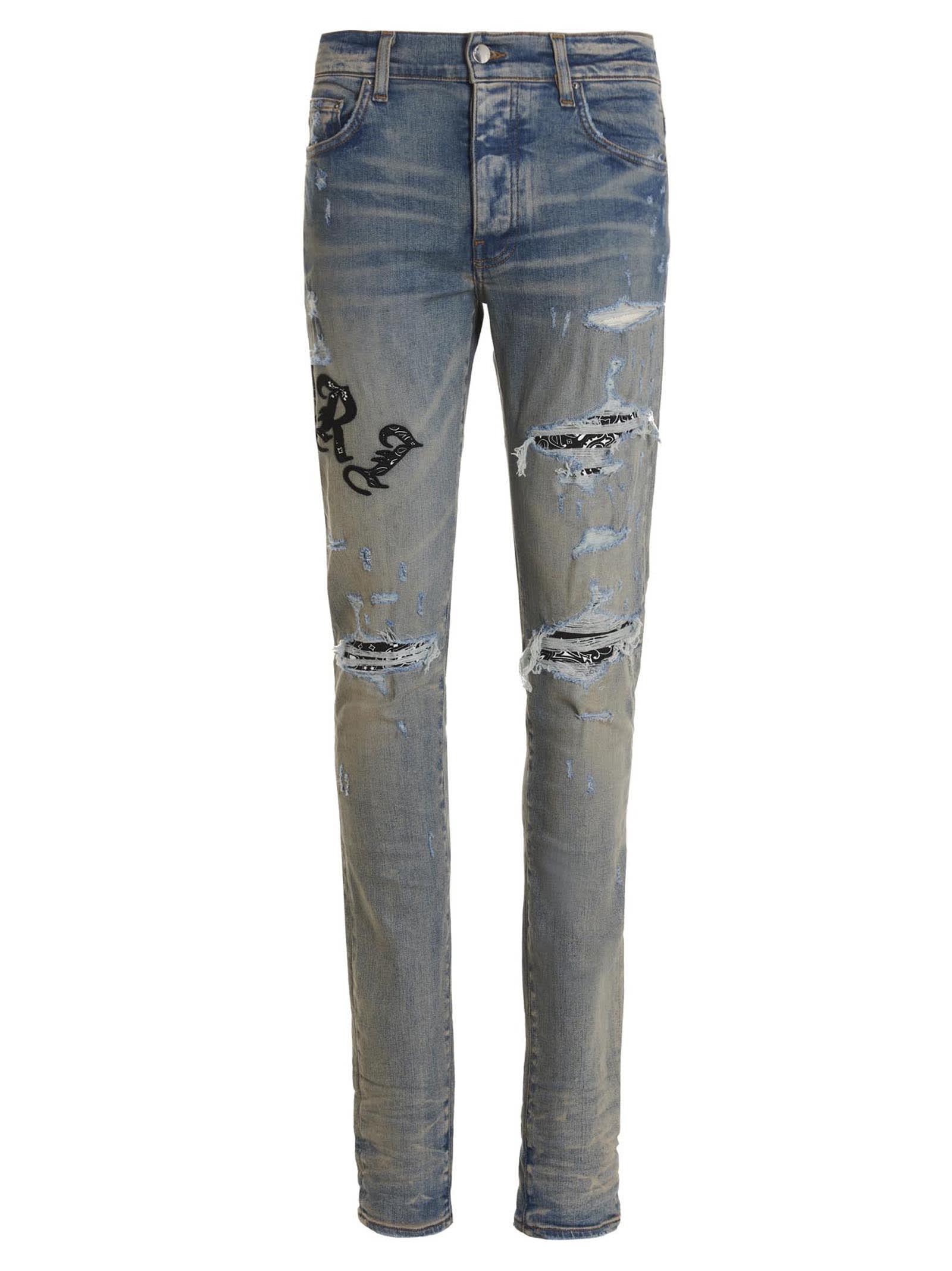 Amiri Old English Jeans In Light Blue | ModeSens