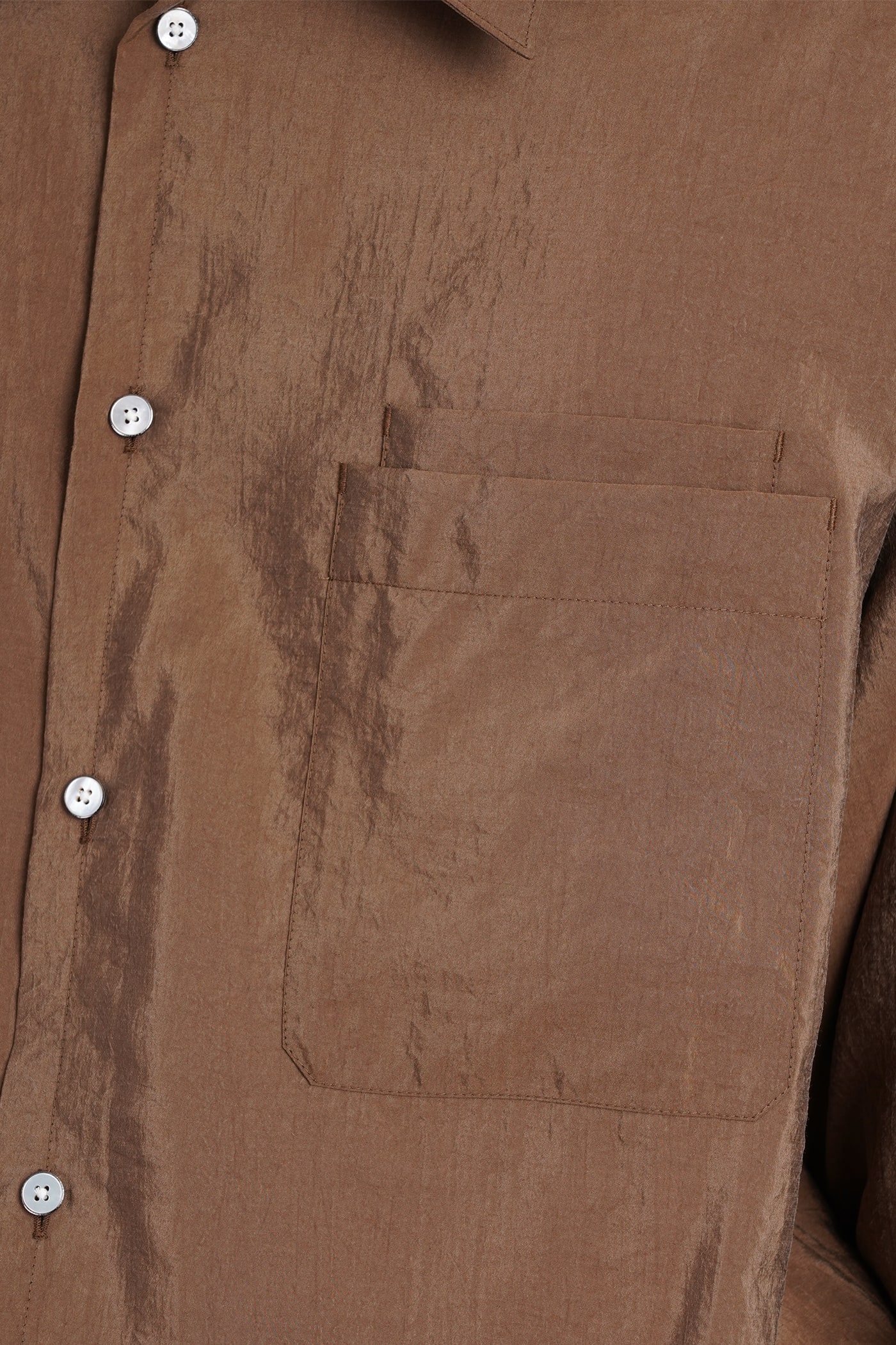 Shop Lemaire Shirt In Brown Silk