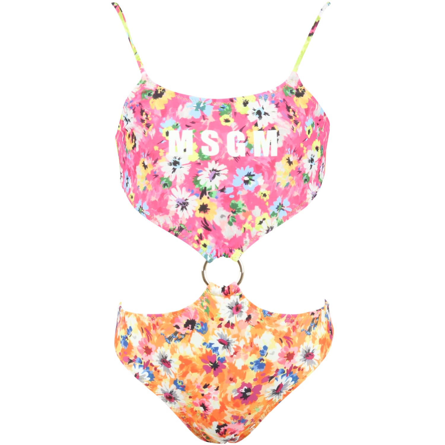 MSGM MULTICOLOR TRIKINI FOR GIRL WITH FLORAL PRINT