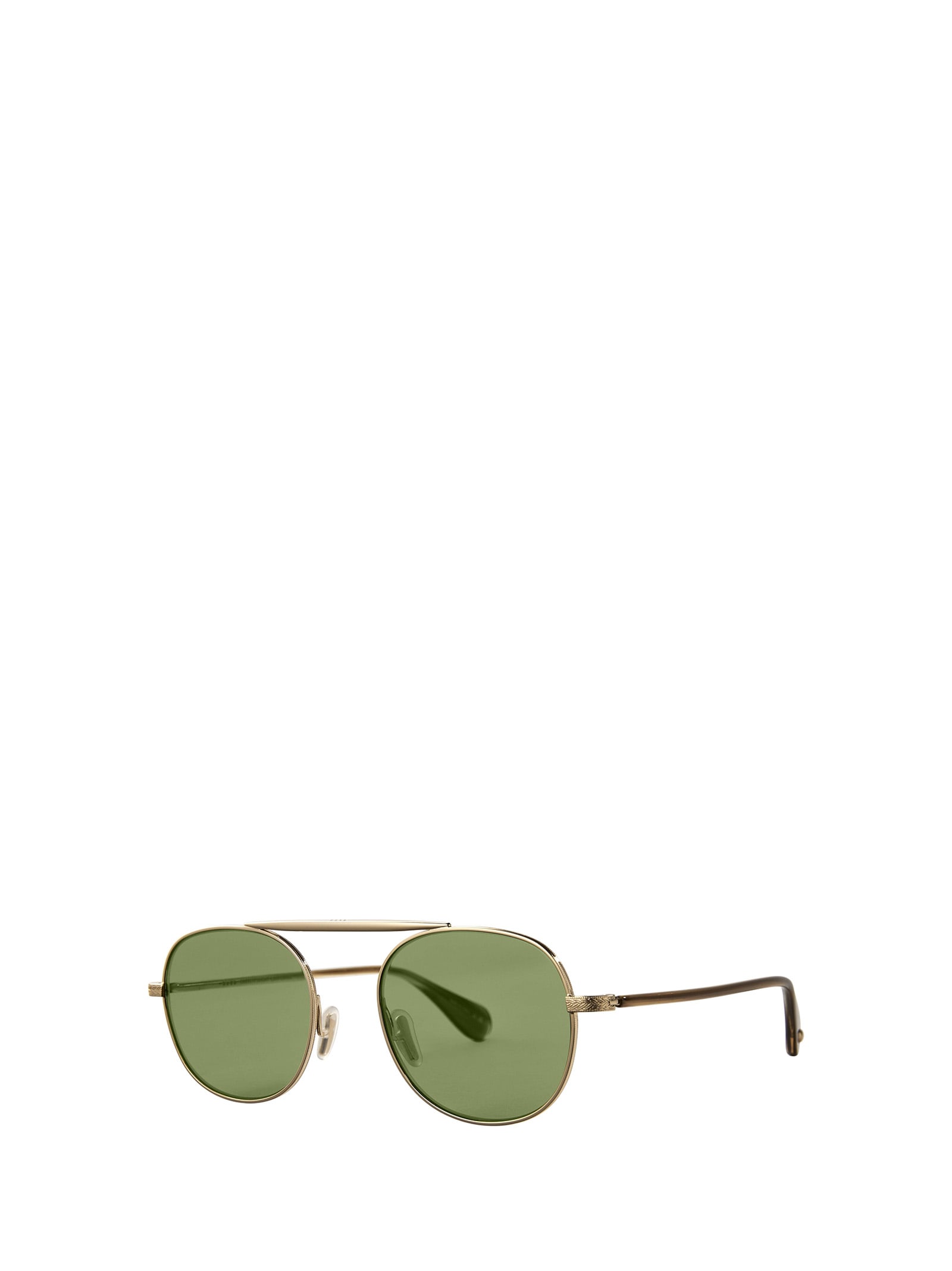 Shop Garrett Leight Van Buren Ii Sun Gold-sap Tortoise/flat Pure Green Sunglasses