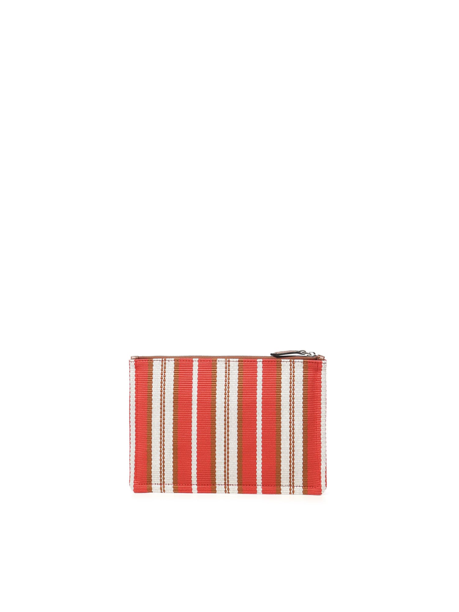 Fendi Signature Striped Medium Flat Clutch In Red