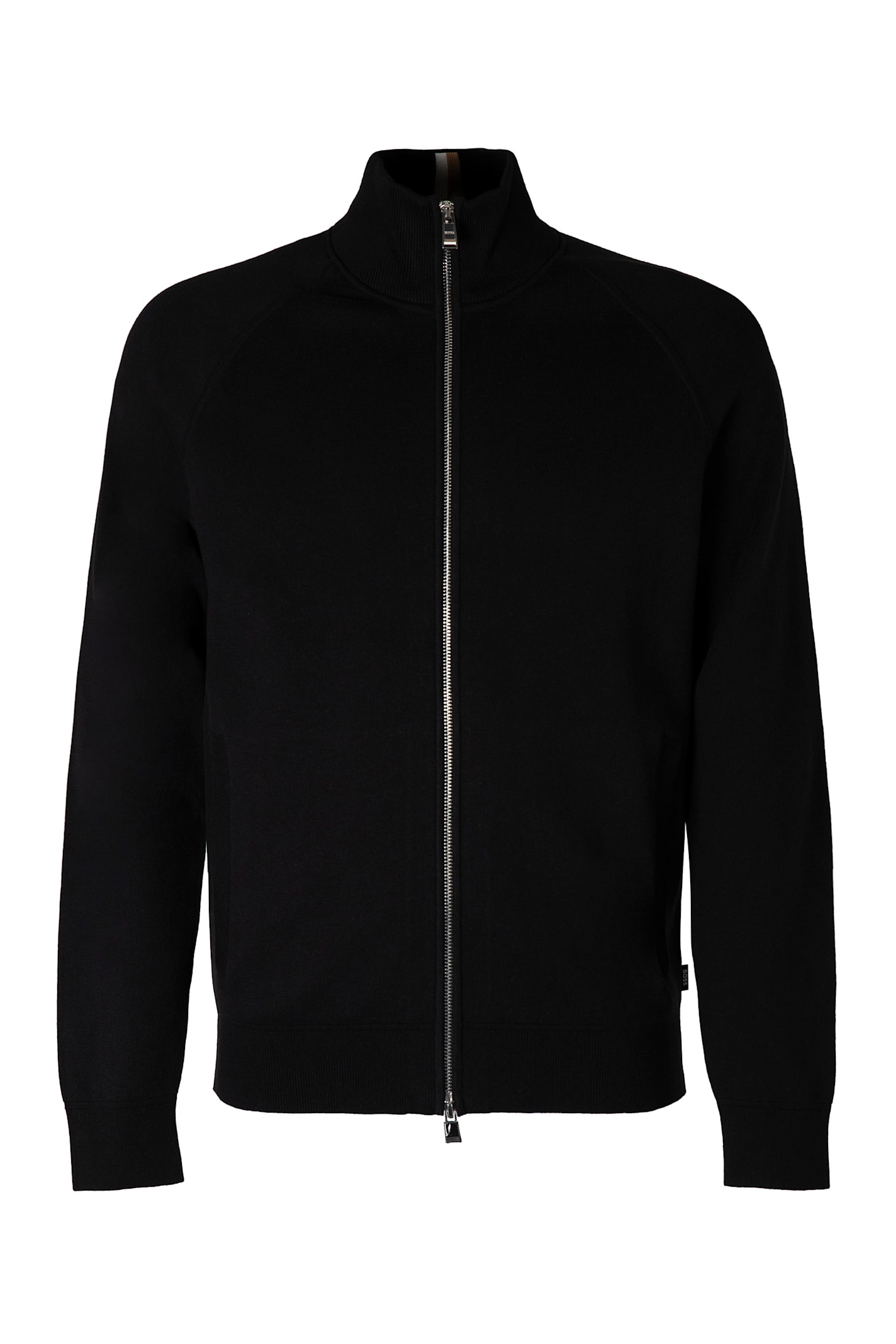 Hugo Boss Boss High Collar Zipped Cardigan In Black