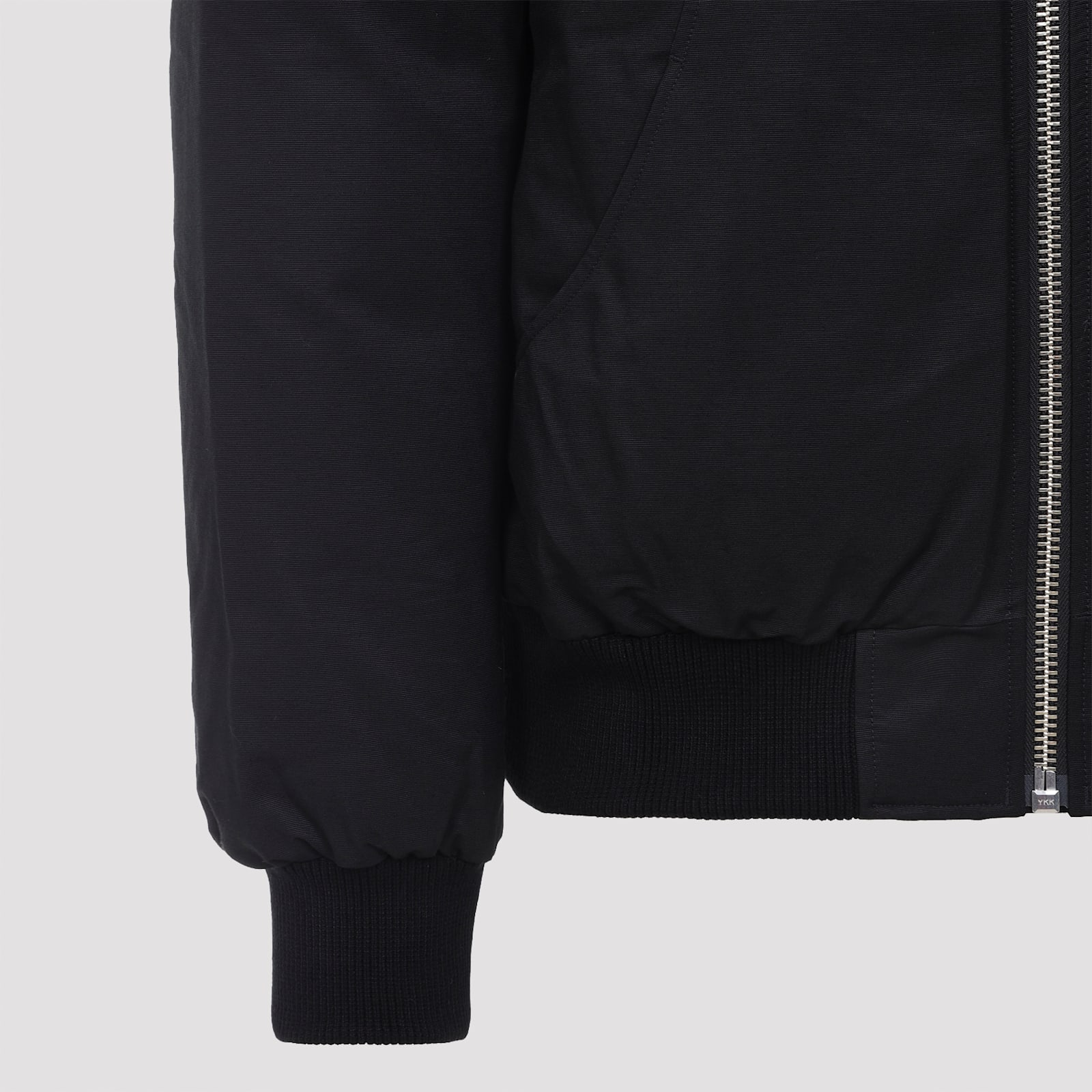 Moose Knuckles Shearling Trim Down Bomber Jacket In Black
