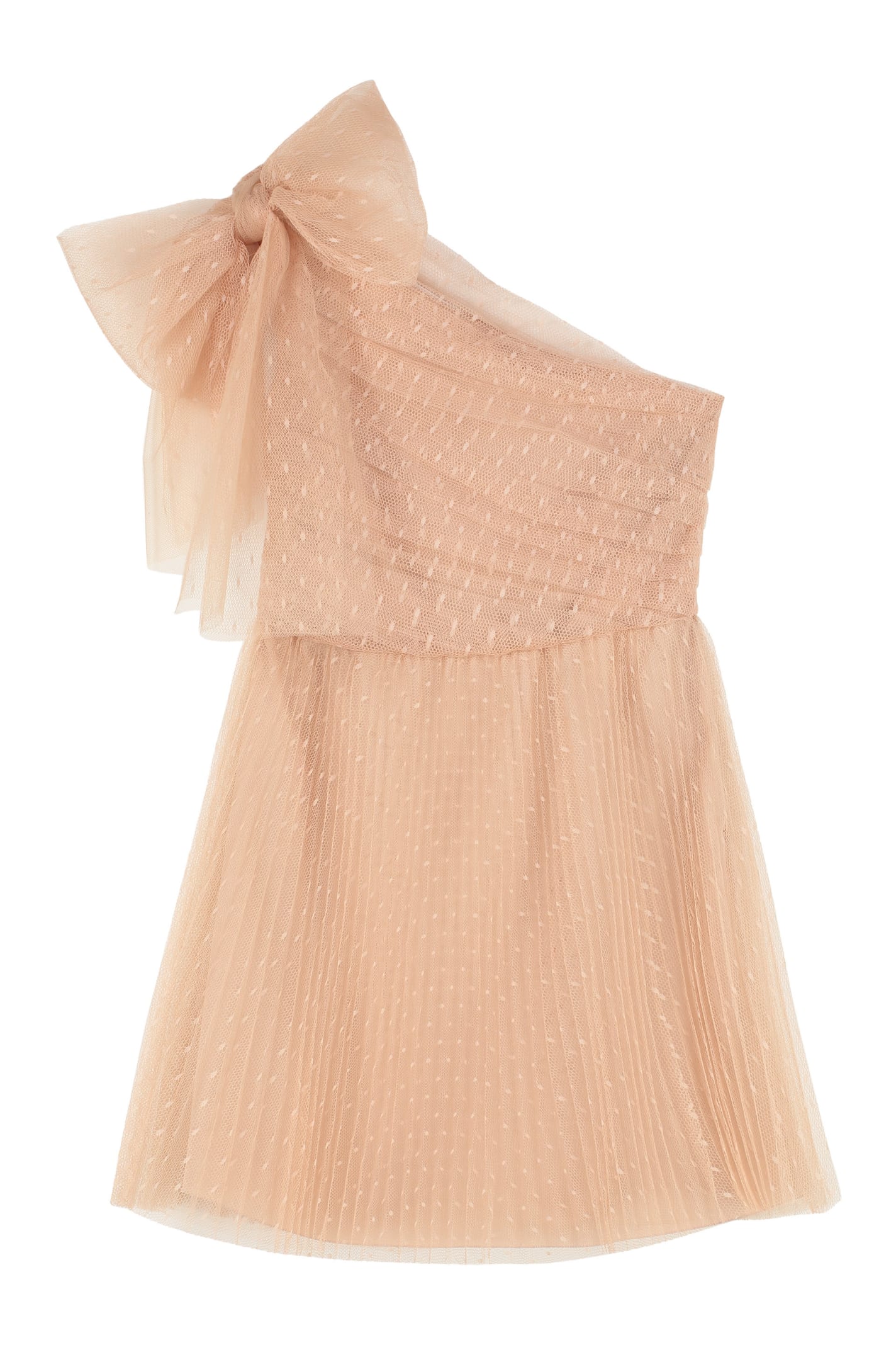 RED Valentino Draped Tulle One-shoulder Dress