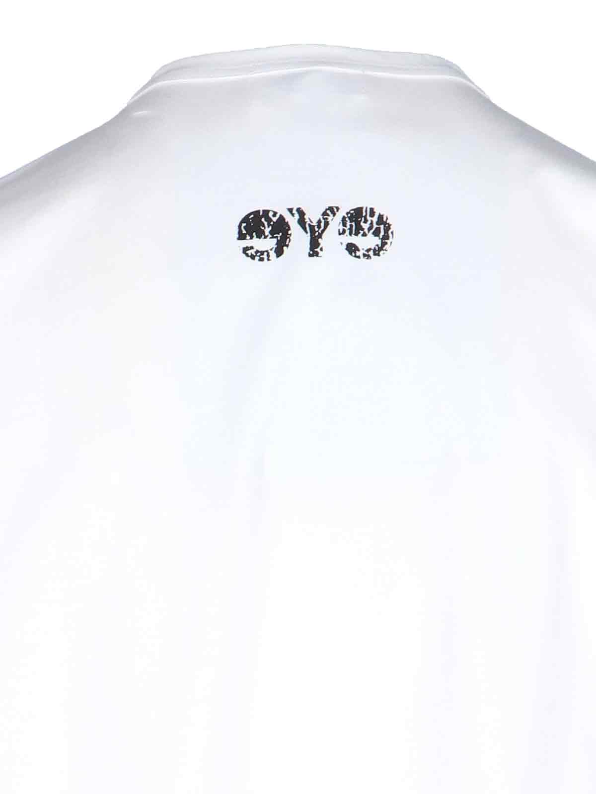 Junya Watanabe Short Sleeves Graphic Print Round Neck In White