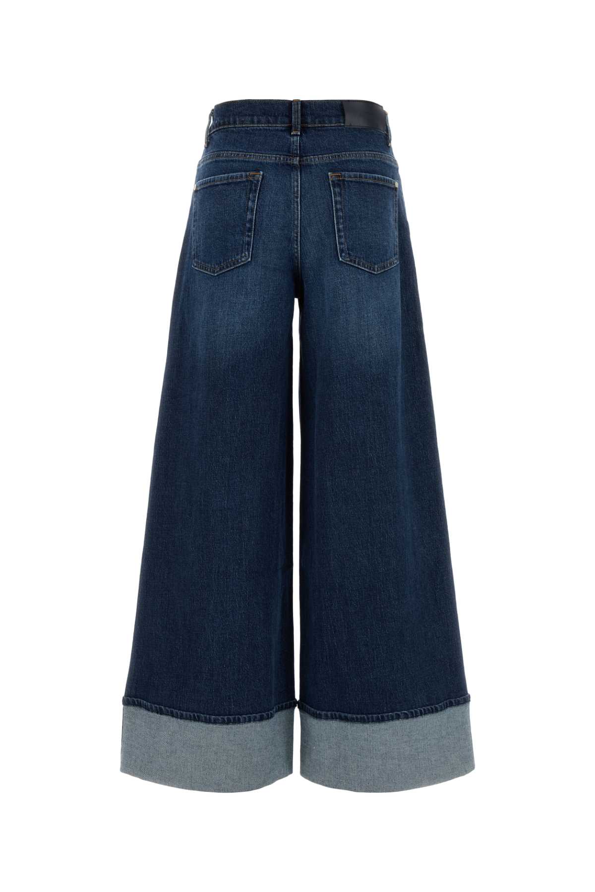 7 For All Mankind Wide-leg Denim Trousers Folded Cuffs In Blue