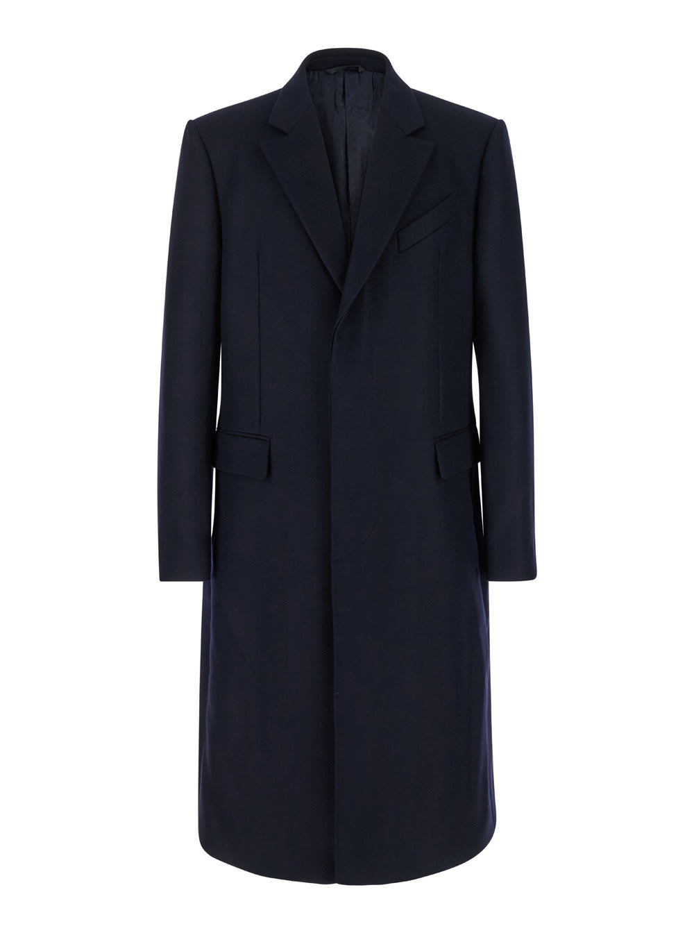 Shop Givenchy Blue Long Coat With Notched Revers In Wool Man