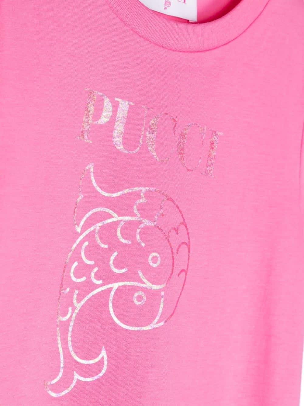 Shop Pucci Fuchsia T-shirt With  P Print In Pink