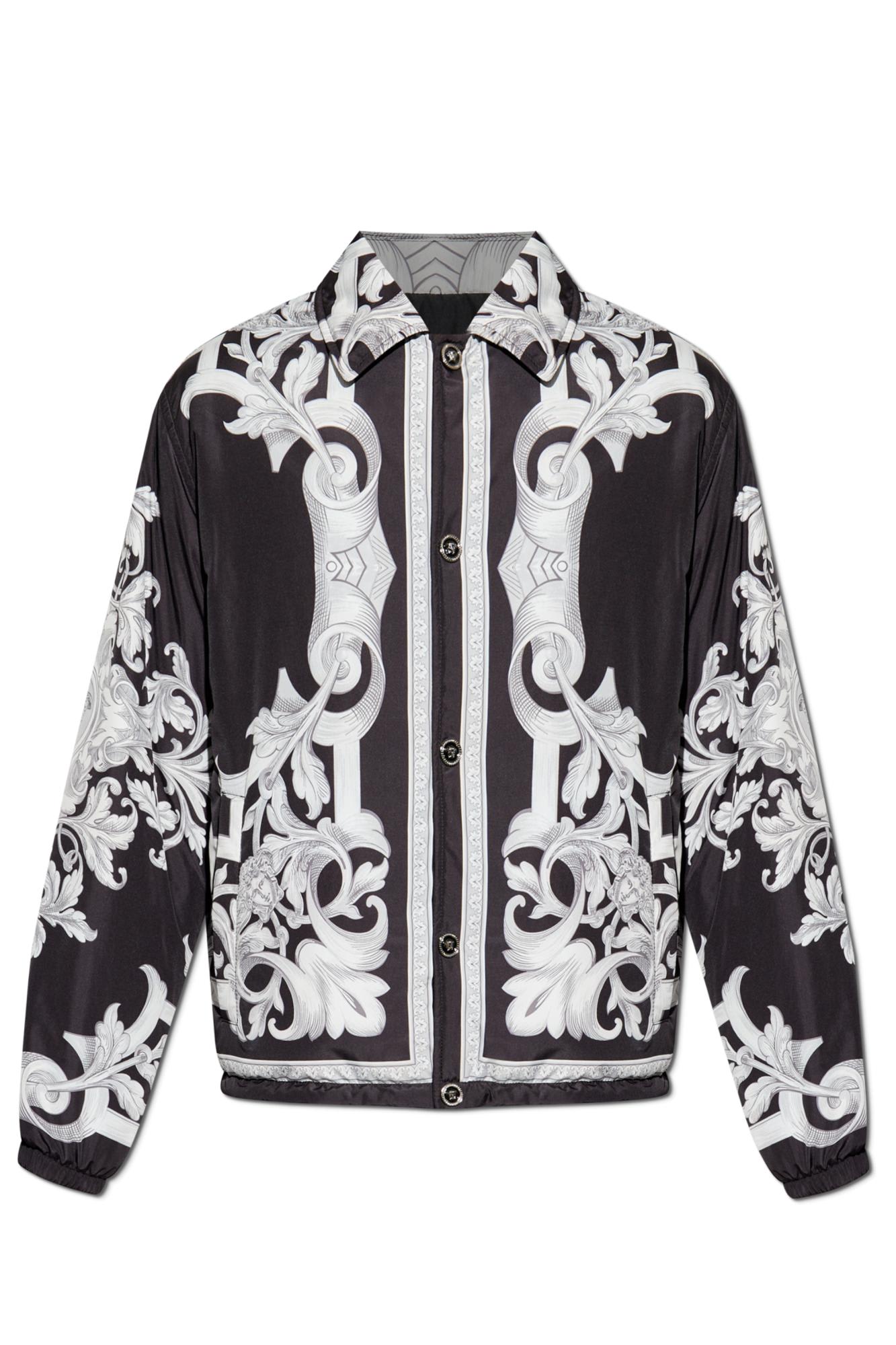 Versace Printed Drawstring Hem Jacket In Multi