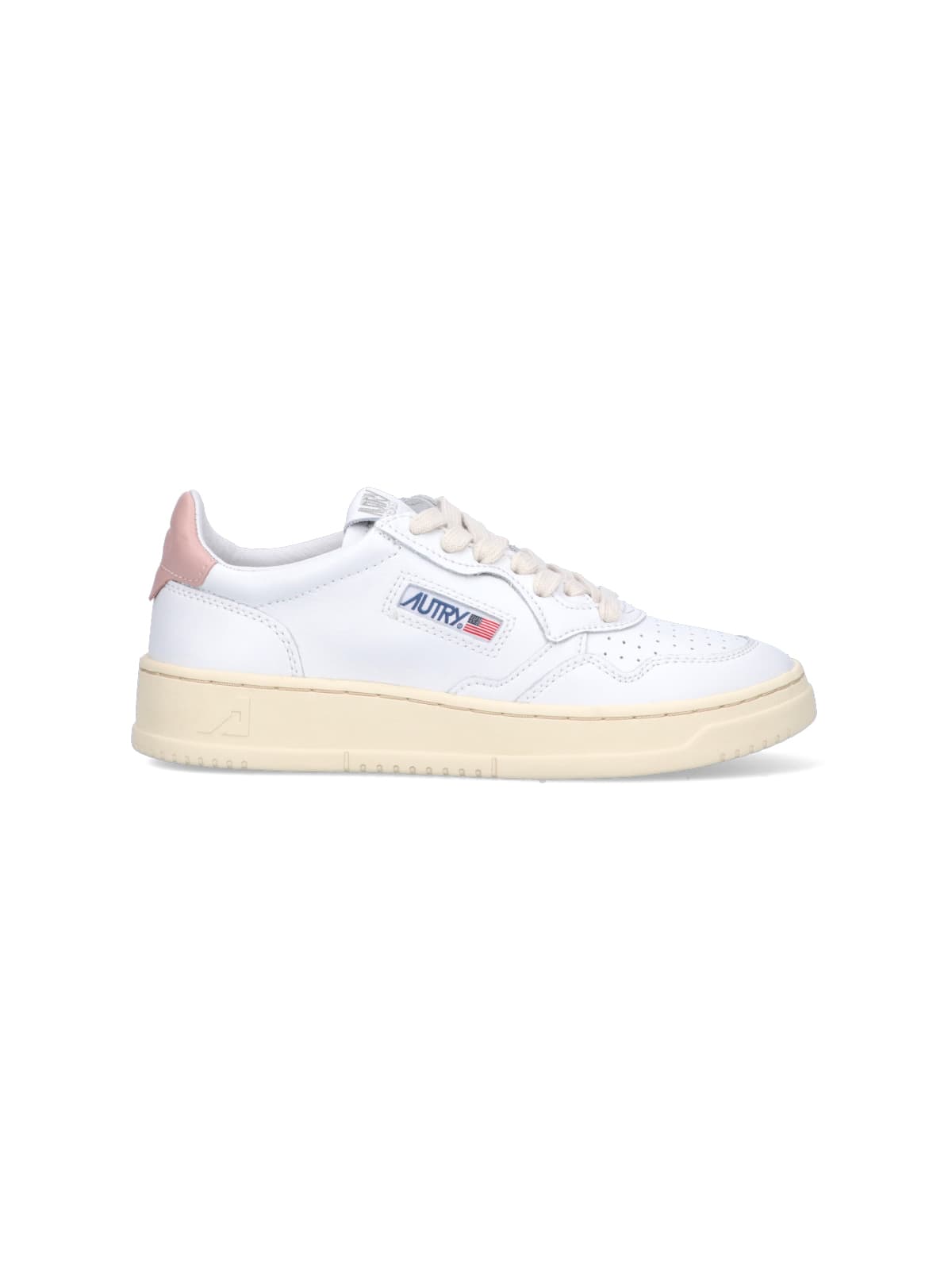 Shop Autry Medalist 01 Low Sneakers In Leat Leat Wht Pink