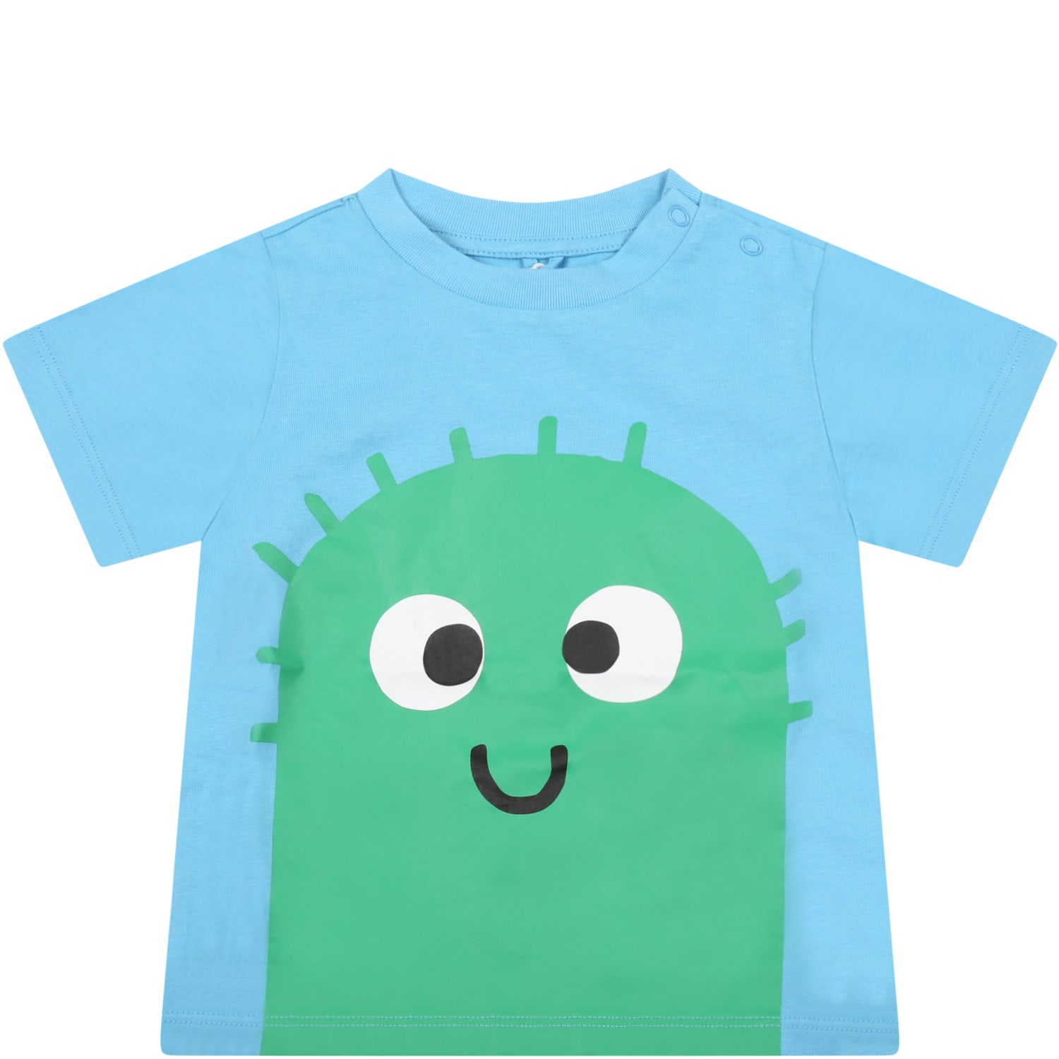 Stella McCartney Kids Light Blue T-shirt For Baby Boy With Monster