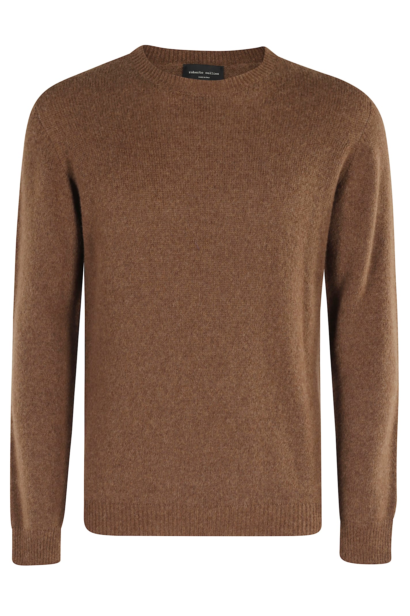 Roberto Collina Ribbed Crew Neck Sweater With Long Sleeves In Brown