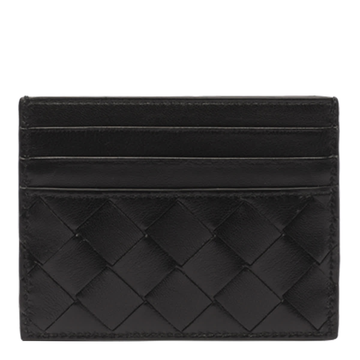 Shop Bottega Veneta Intrecciato Credit Card Case In Black