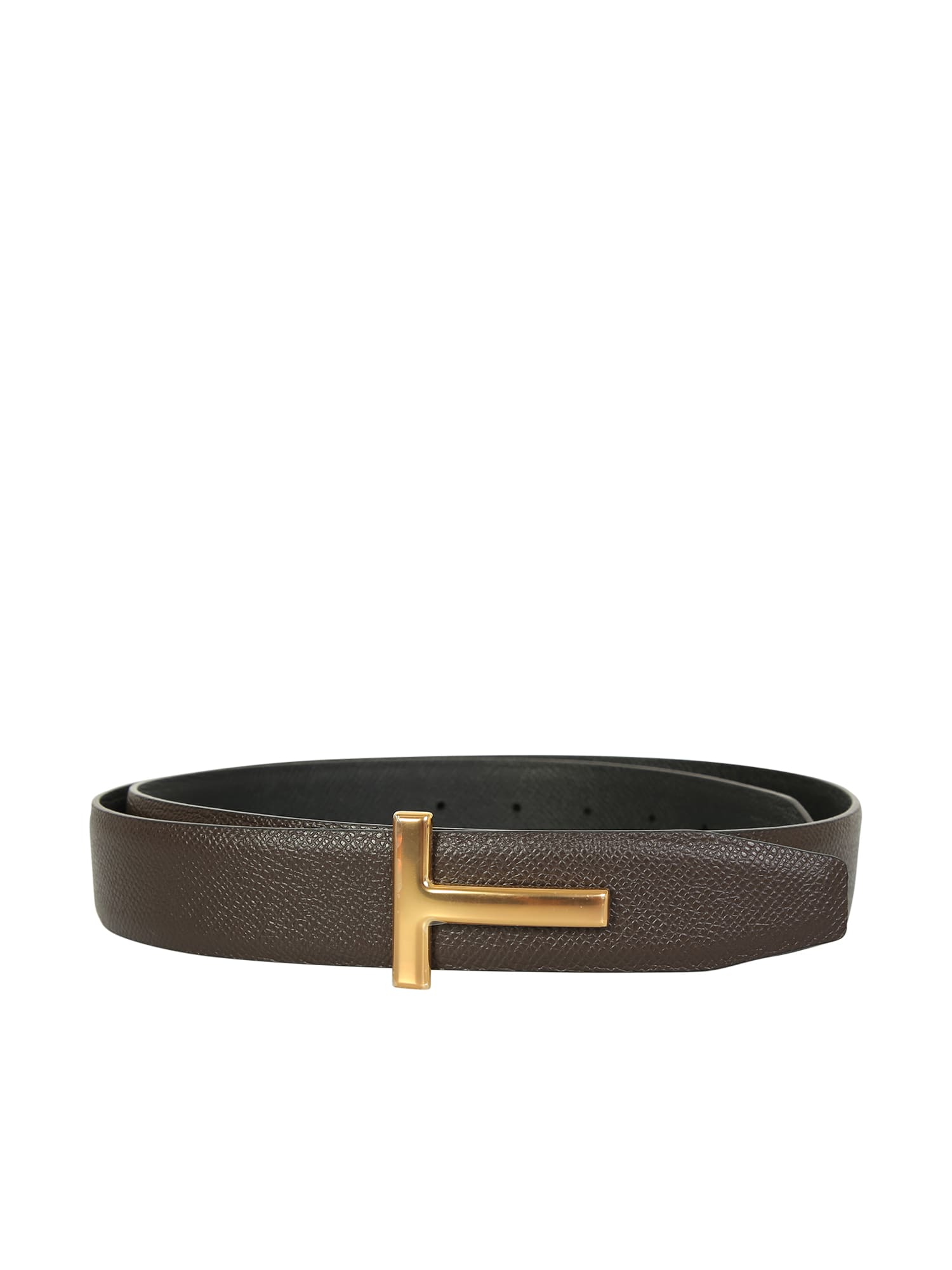 Tom Ford Black Leather Belt With A Reversible Design (30)
