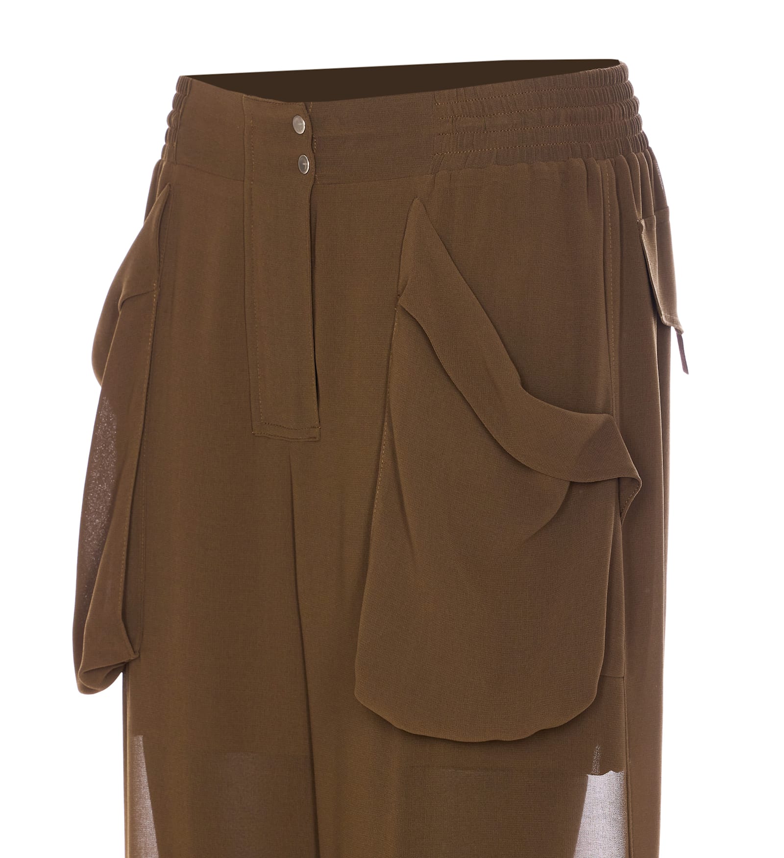 Pinko Transparent Georgette Cargo Pants In Green