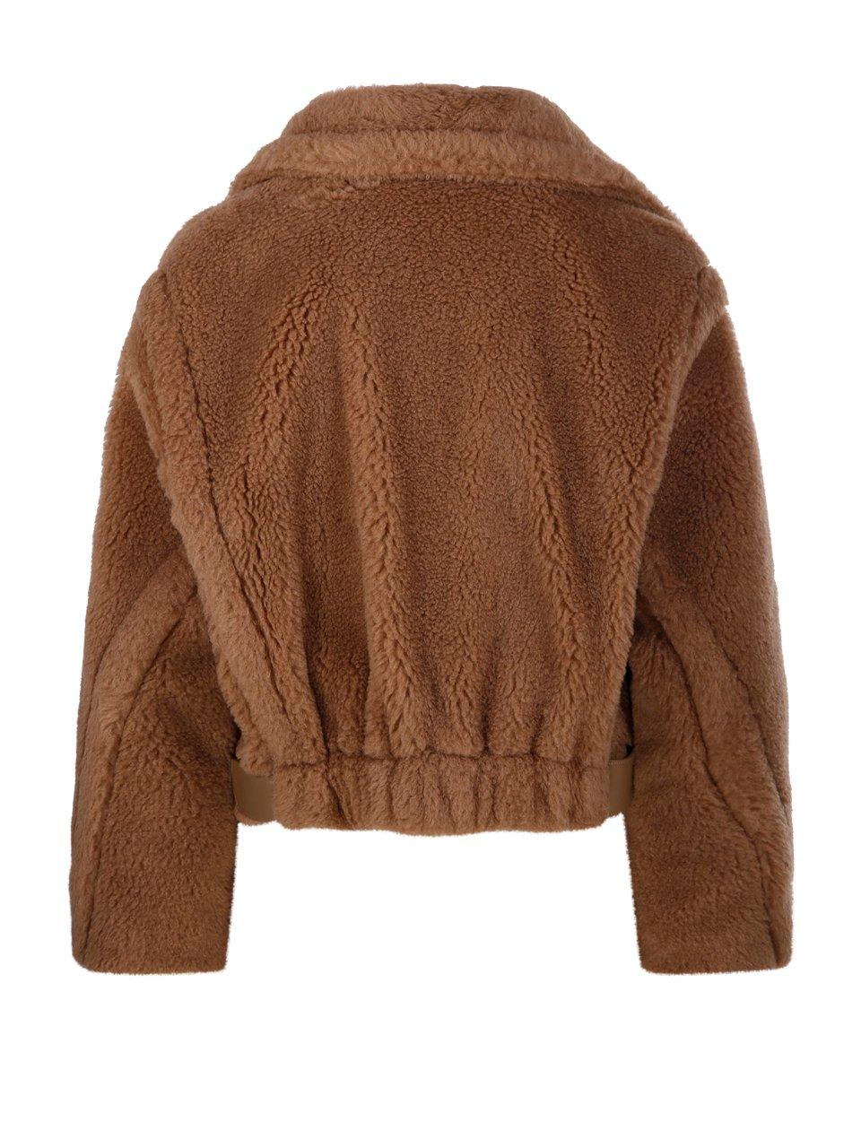 Max Mara Collared Long-sleeved Teddy Coat In Beige