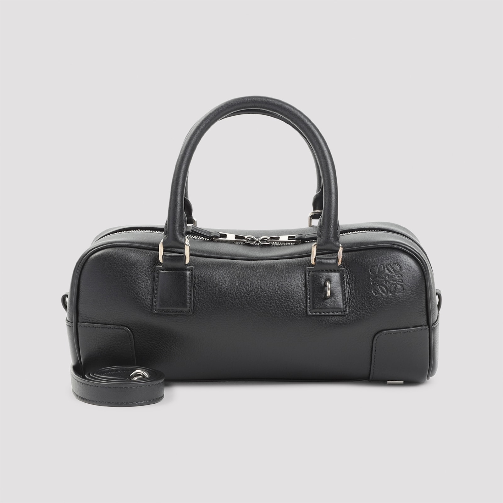Loewe Elongated Rectangular Shoulder Bag With Silver Hardware In Black