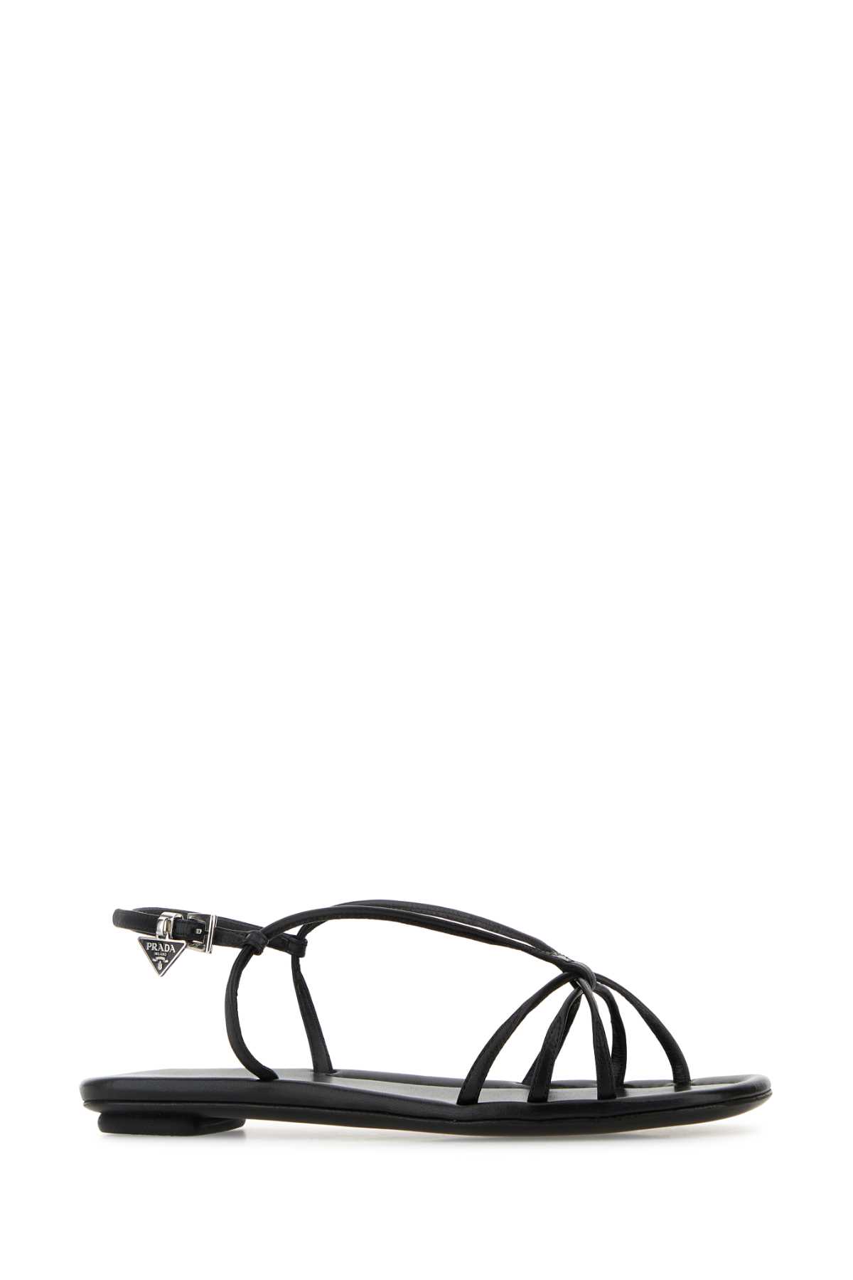 Prada Black Leather Sandals In Black