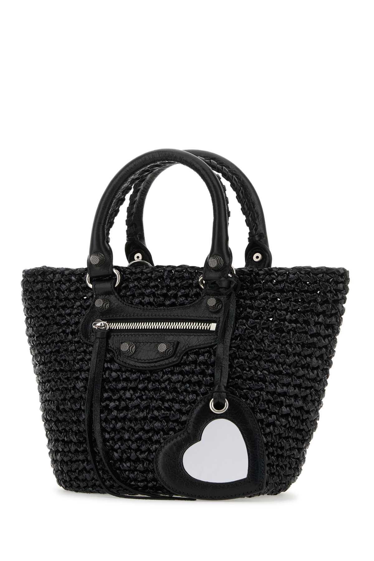 Shop Balenciaga Black Raffia Small Le Cagole Handbag