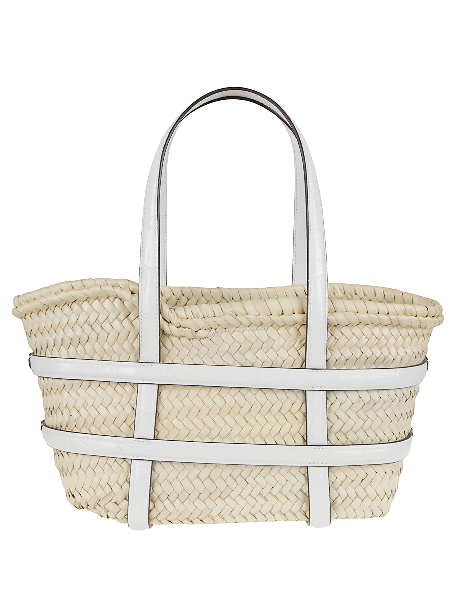 Tory Burch Woven White Leather Crossbody Bag With Iconic Logo In White