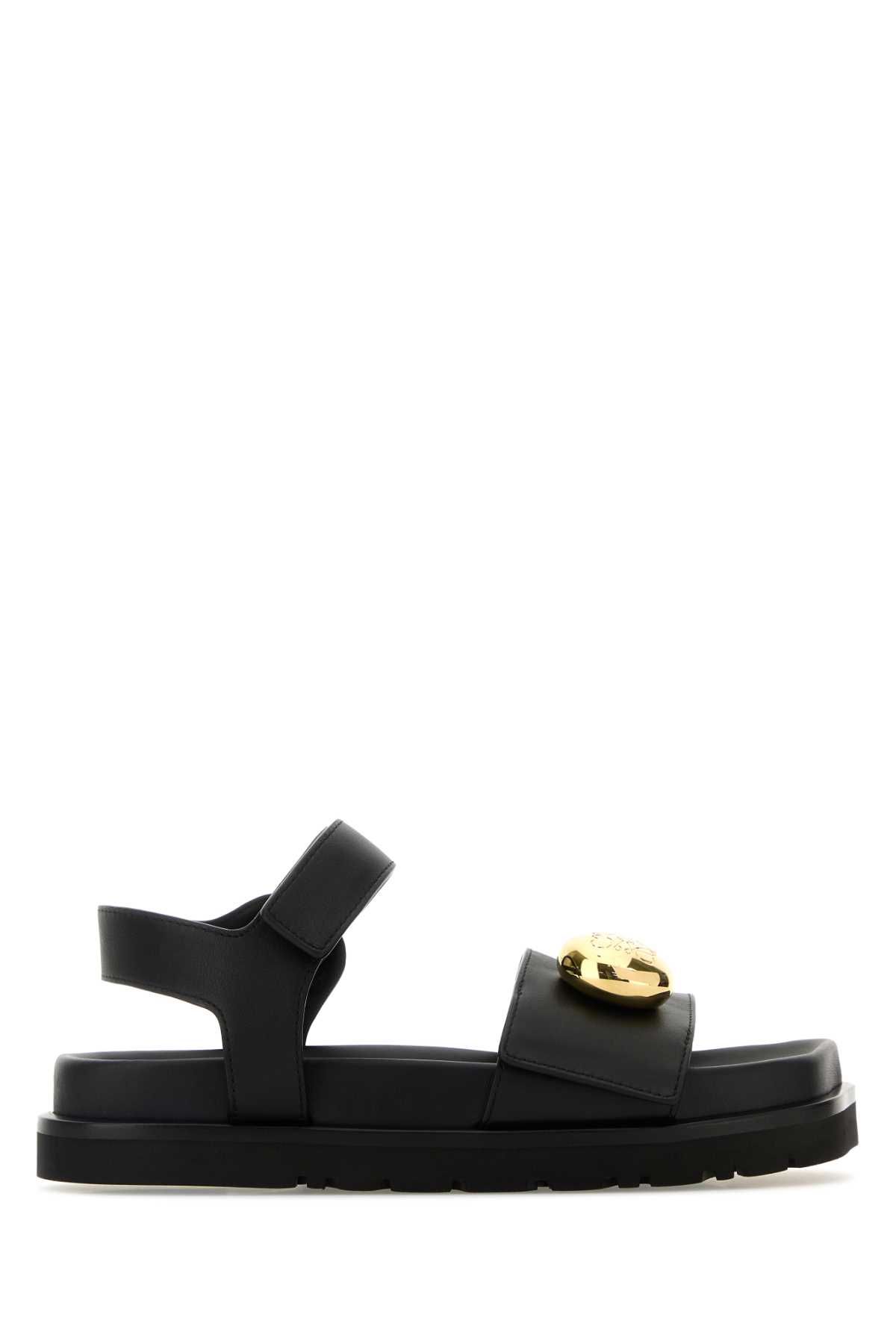 Black Leather Pebble Sandals