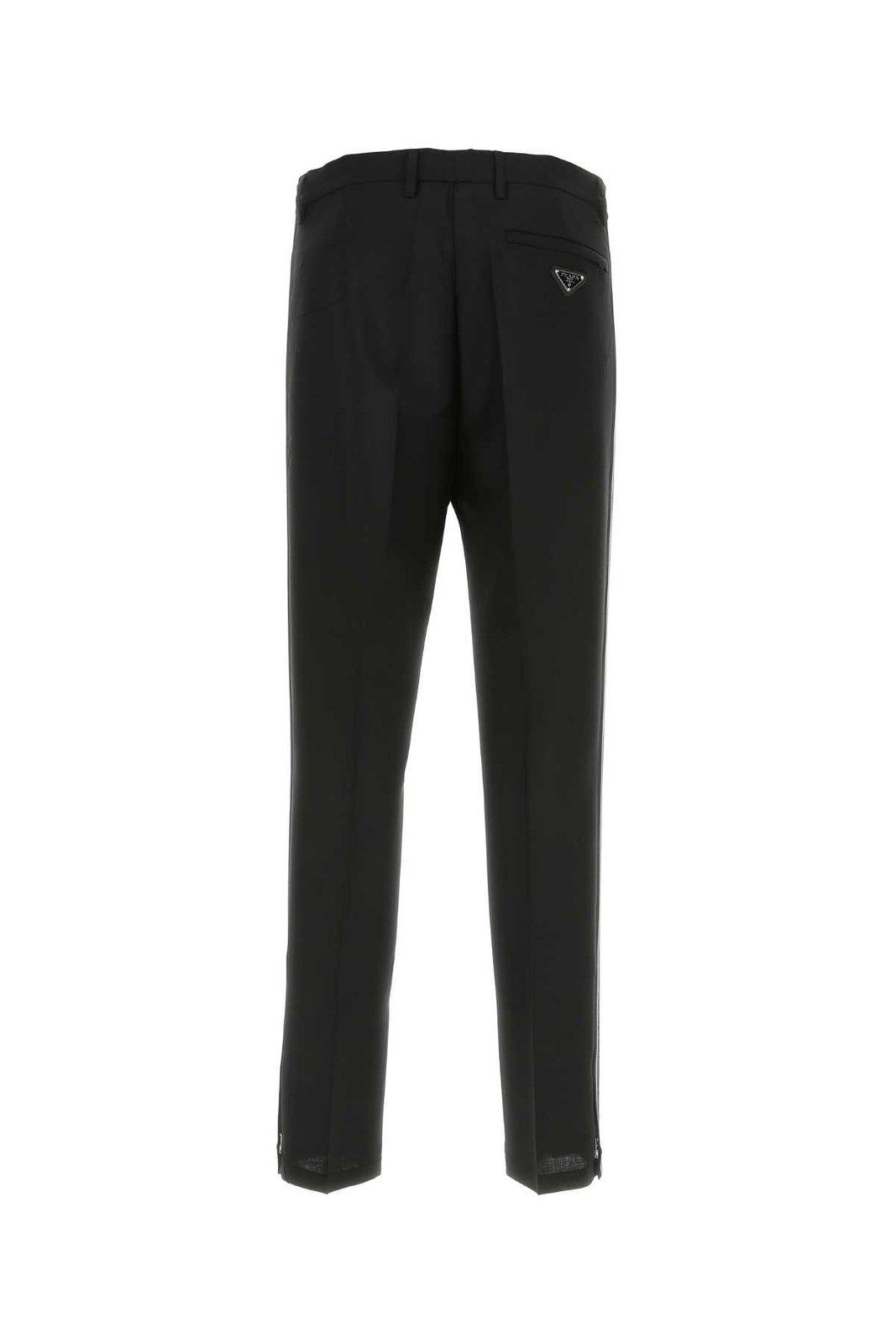 Prada Mens Black Slim-fit Straight-leg Woven Trousers In Black