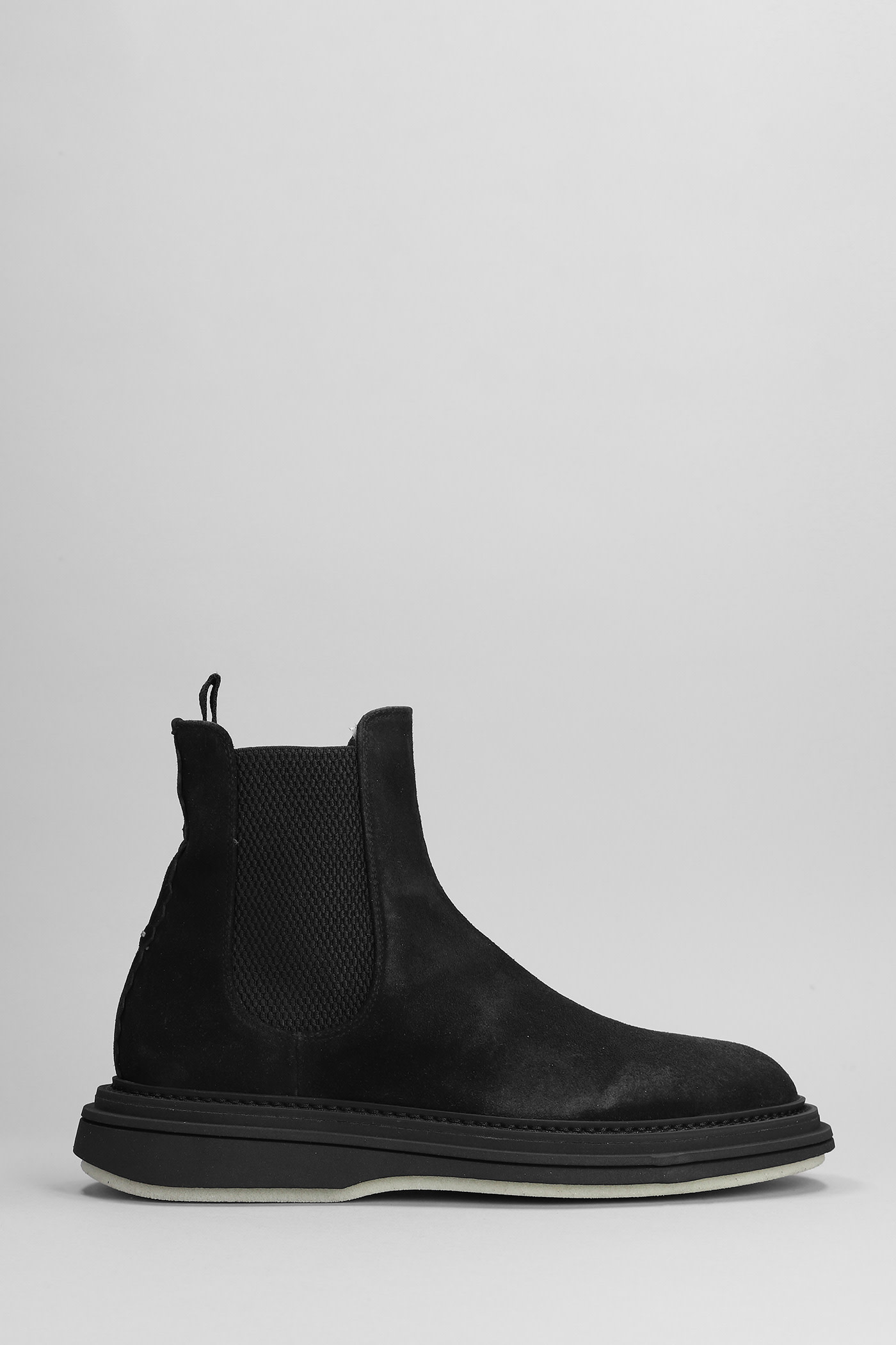 THE ANTIPODE VICTOR LOW HEELS ANKLE BOOTS IN BLACK SUEDE