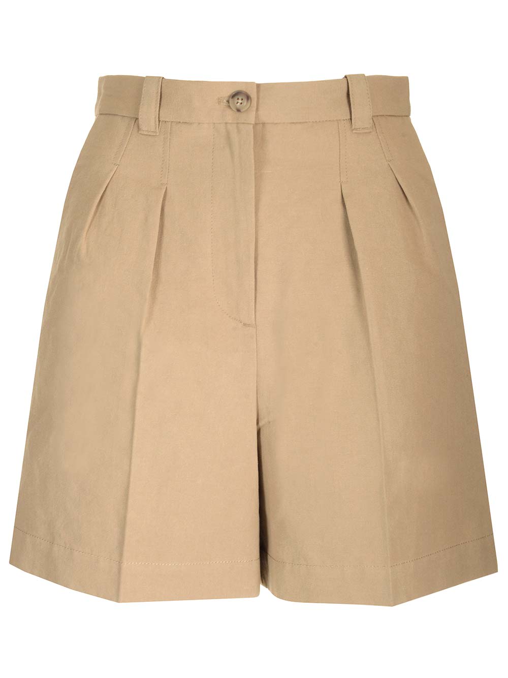 Shop Apc Cotton And Linen Shorts In Beige