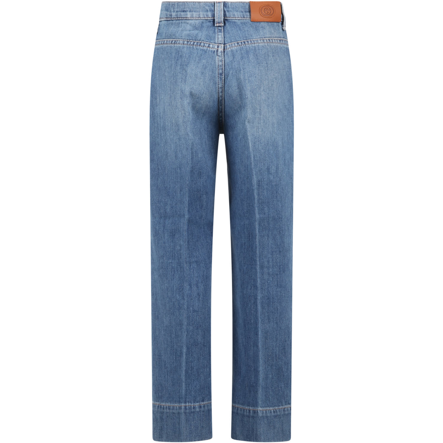 Gucci Blue Jeans For Girl With Clamps In Denim