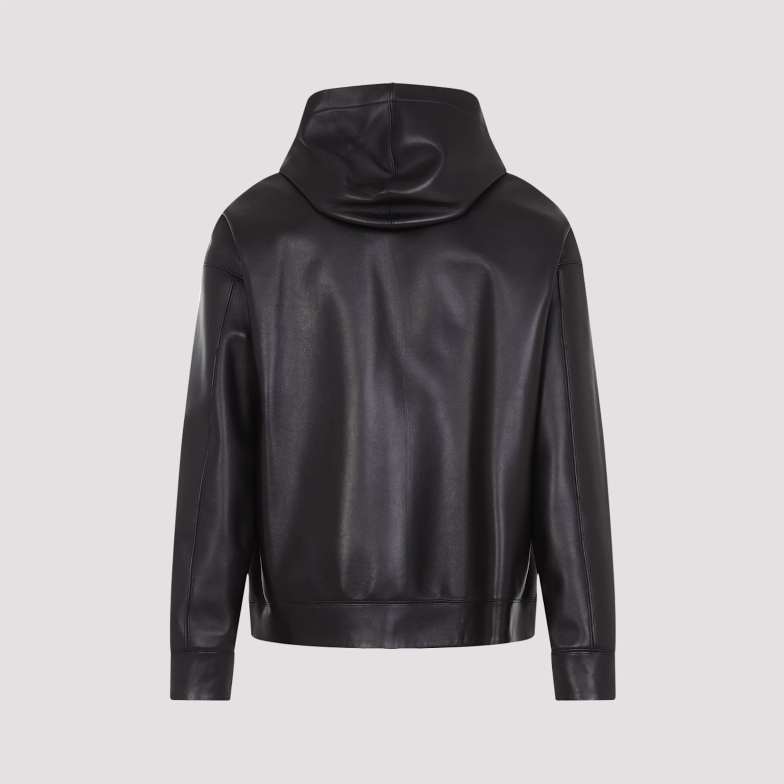 Shop Valentino Leather Bomber Jacket In No Nero