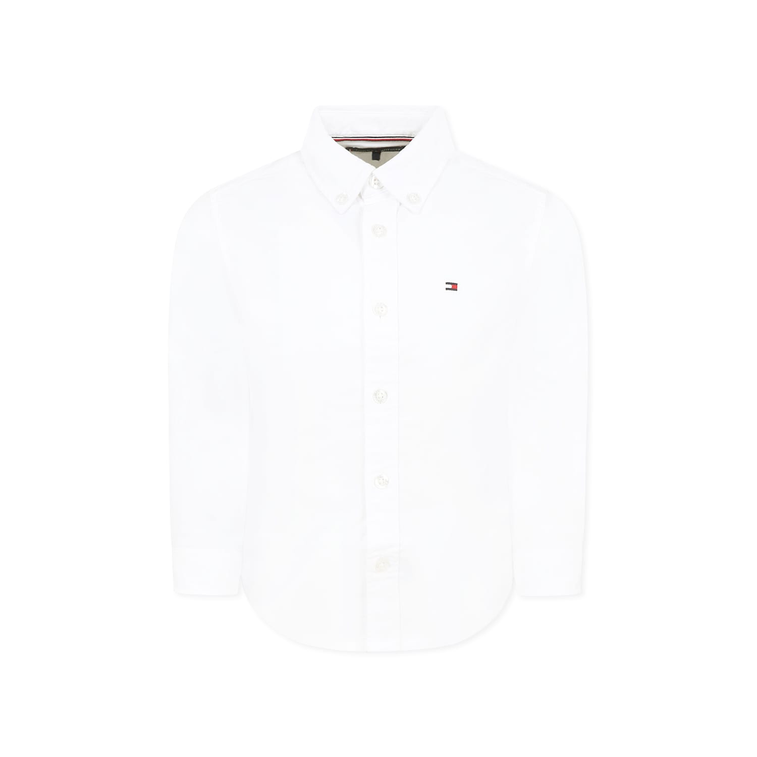 Tommy Hilfiger White Shirt For Boy With Flag In White