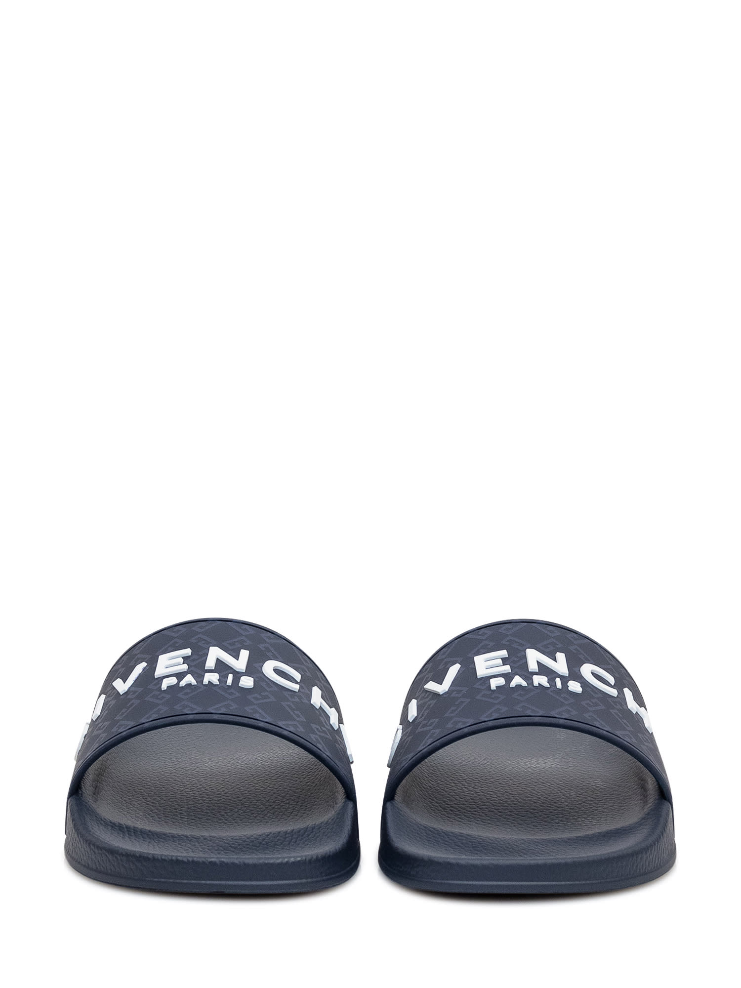 Shop Givenchy Slide Flat Sandals In Dark Blue