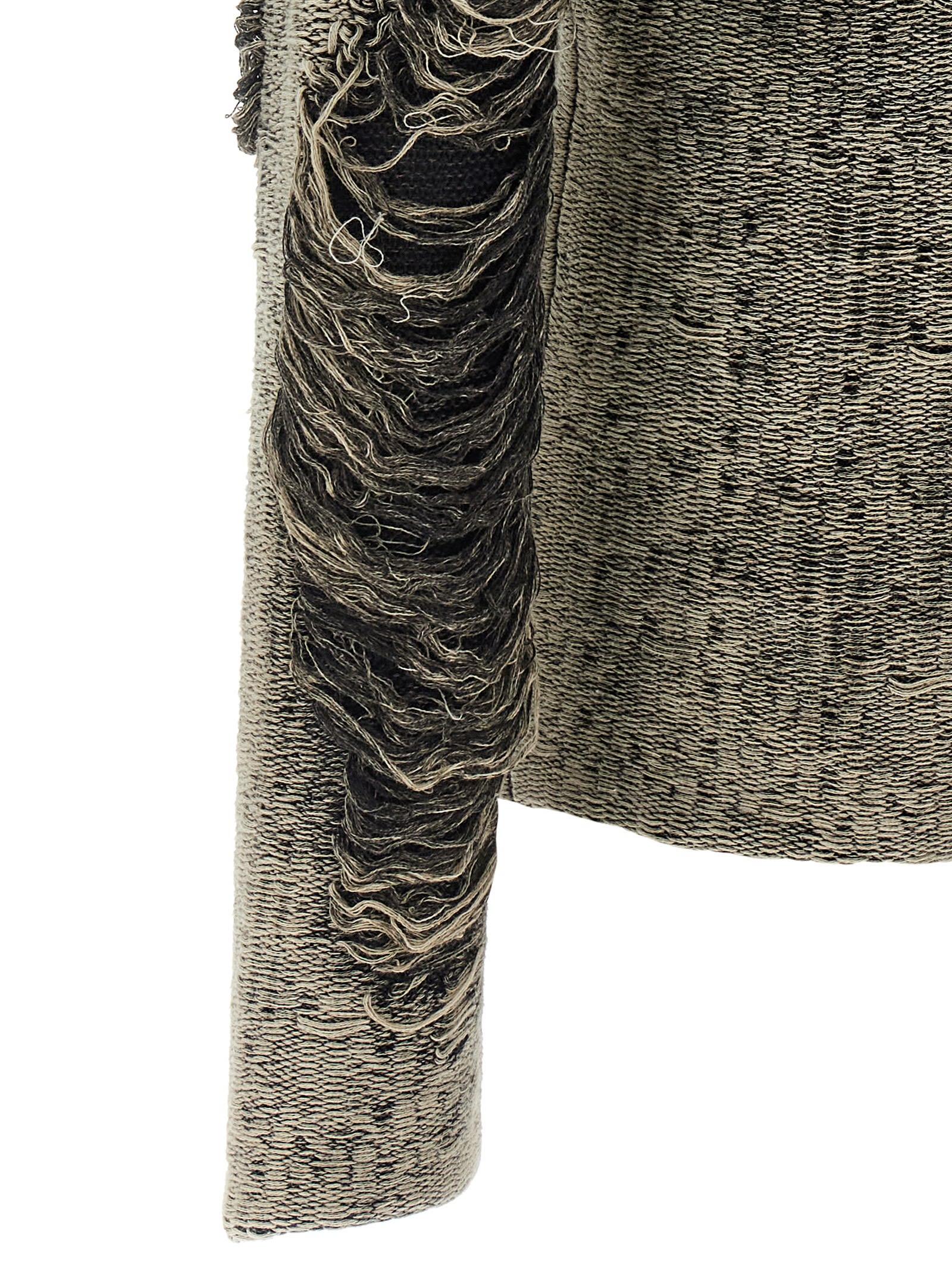 Diesel Textured Long Sleeve Sweater With Ribbed Collar In Green