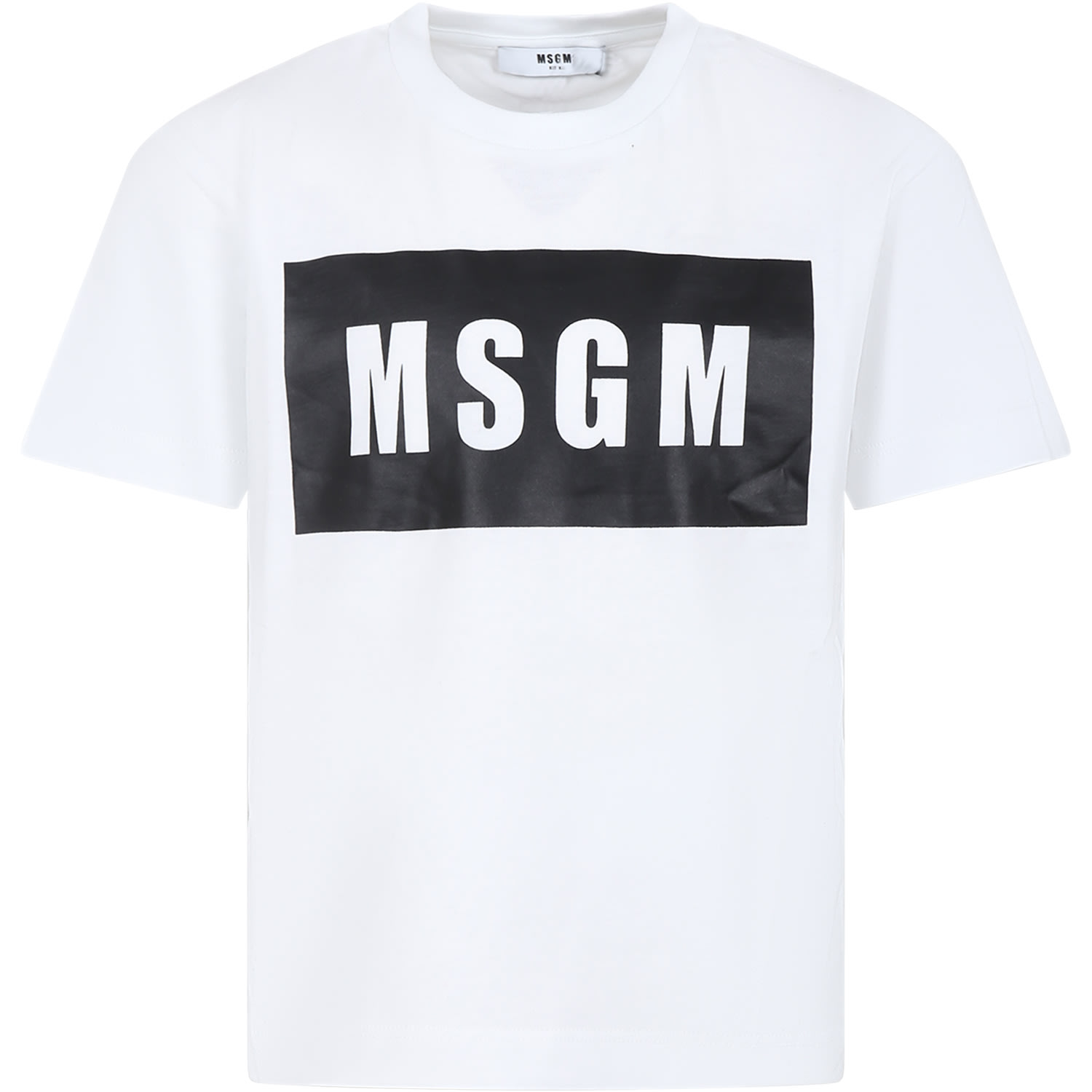 MSGM WHITE T-SHIRT FOR BOY WITH LOGO