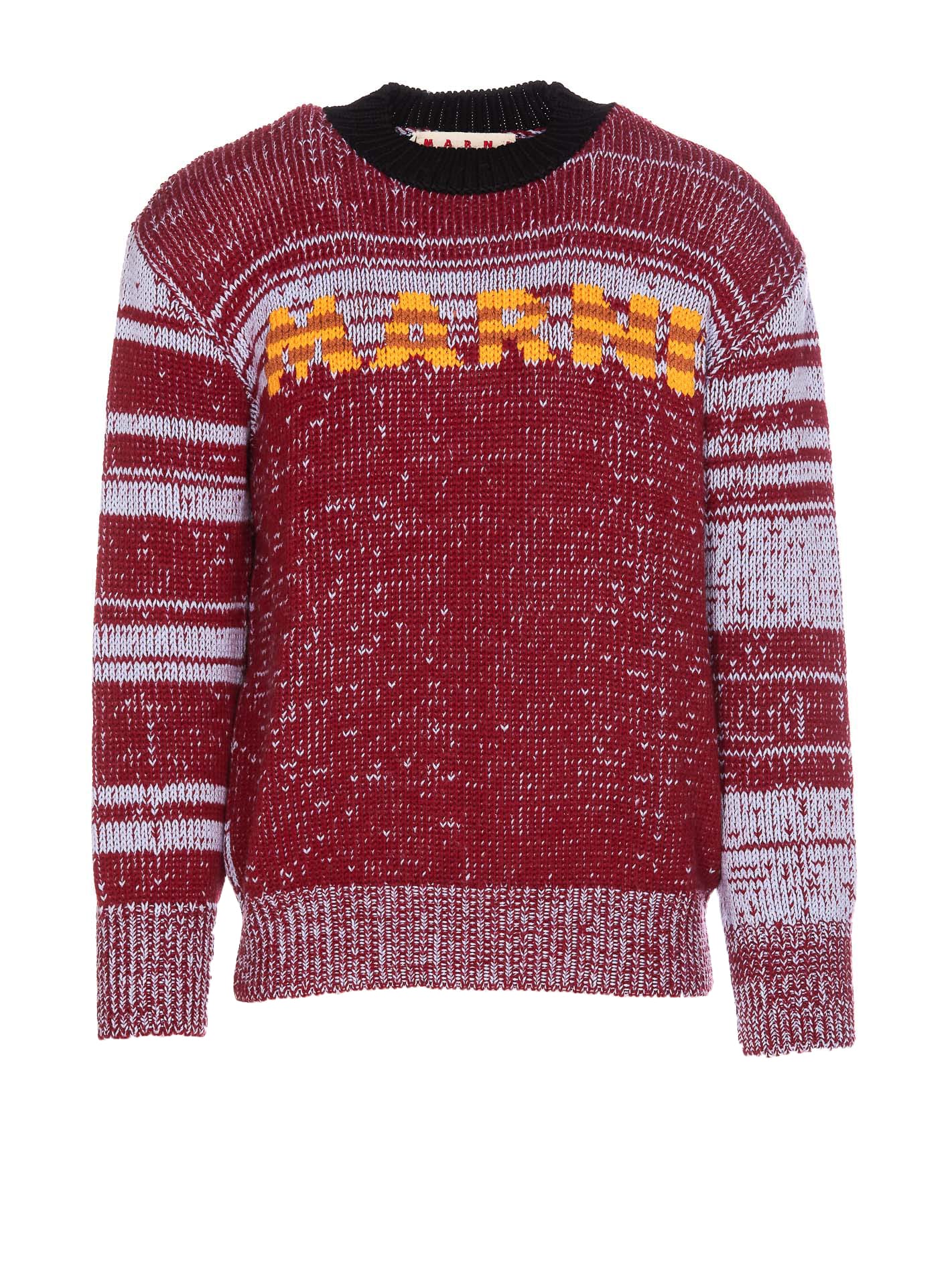 Shop Marni Logo Sweater In Multicolor