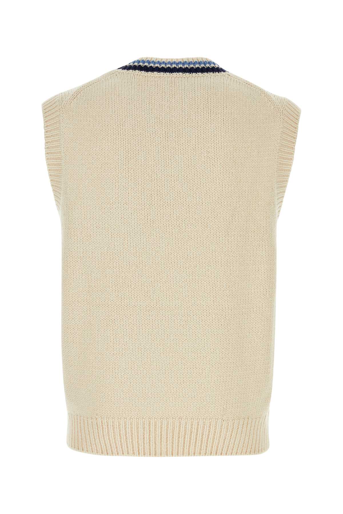 Shop Kenzo Sand Wool Blend Vest In Blanccasse