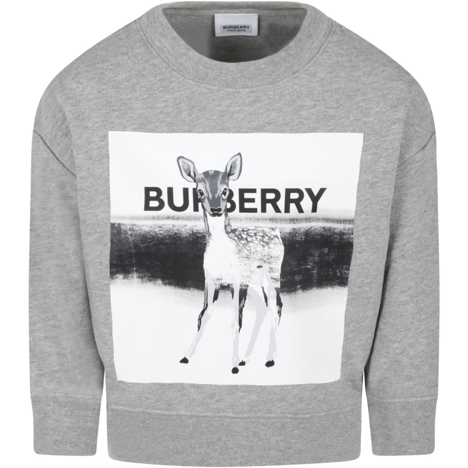 Burberry Grey Sweatshirt For Kids With Fawn